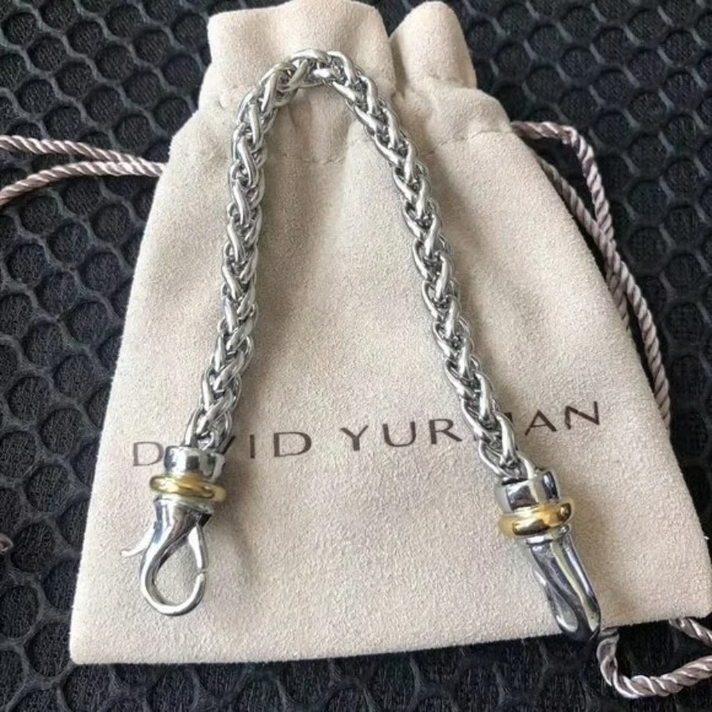David Yurman Signed 925 Sterling Silver Two-Tone Rolo Chain Bracelet Lobster David Yurman Signed 925 Sterling Silver Two-Tone Rolo Chain Bracelet Lobster