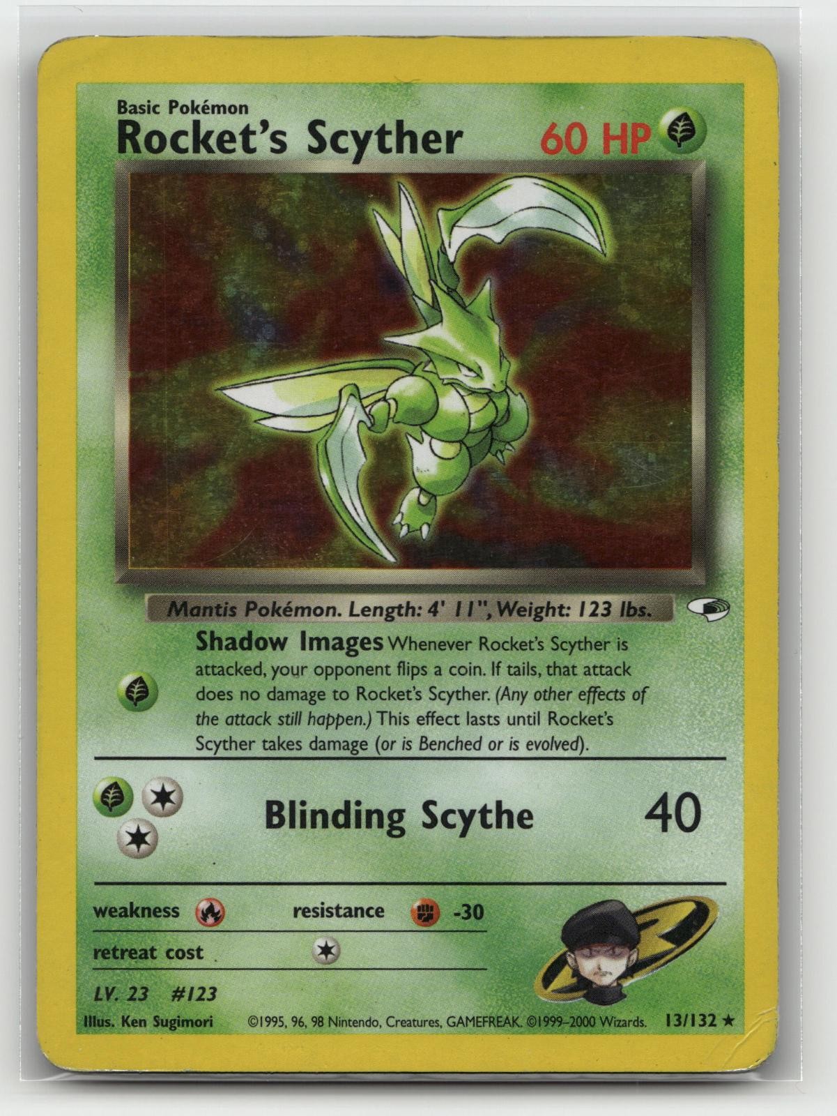 Rocket\'s Scyther - Gym Heroes 13/132 - Rare - HP - Unlimited Holo Pokemon Rocket\'s Scyther - Gym Heroes 13/132 - Rare - HP - Unlimited Holo Pokemon