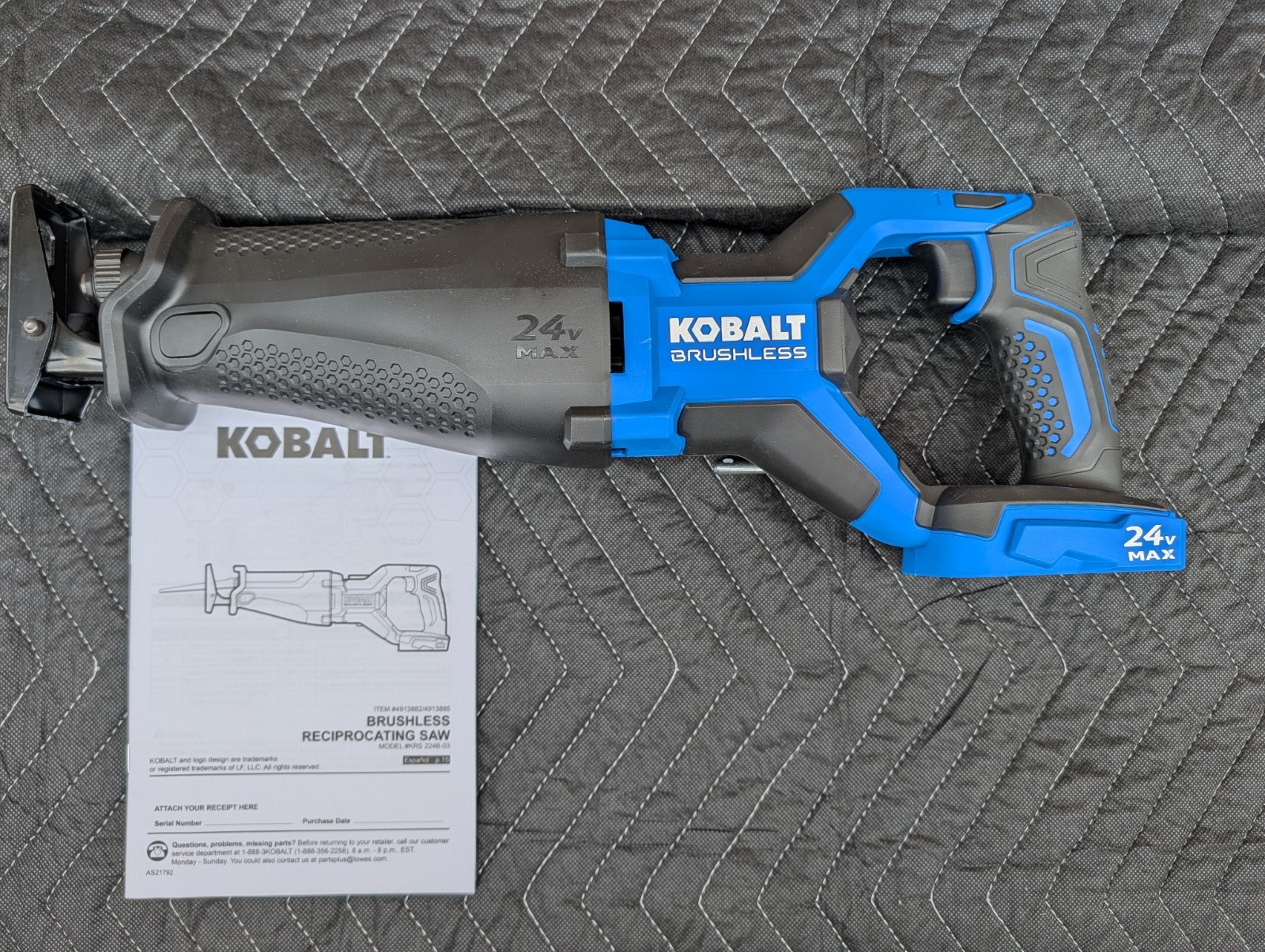 NEW OB Kobalt 24v Max Brushless Reciprocating Saw KRS 224B-03 *Tool Only* NEW OB Kobalt 24v Max Brushless Reciprocating Saw KRS 224B-03 *Tool Only*