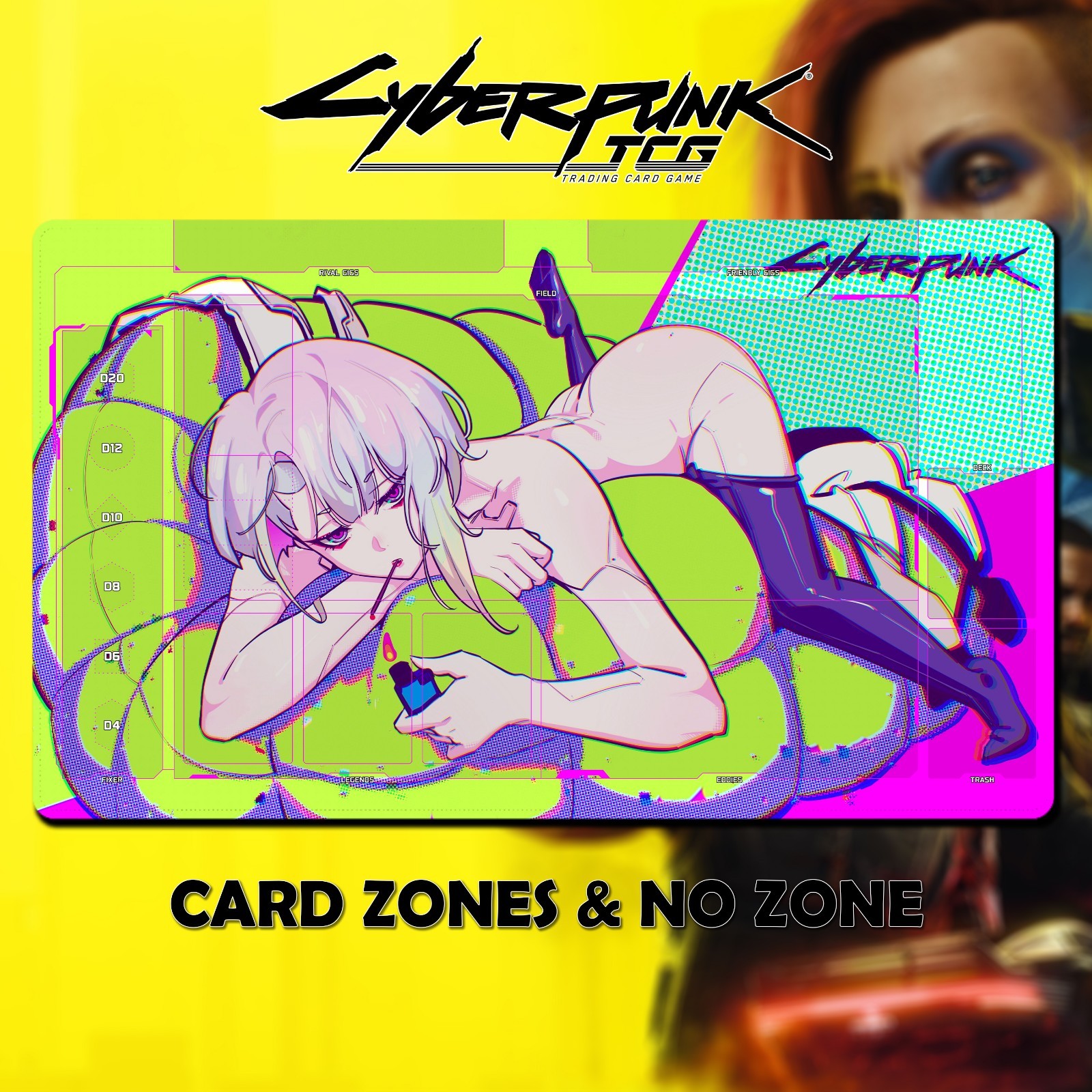 Playmat Cyberpunk TCG - Lucy Lucyna Kushinada - 24''x14'' 600x350x2mm