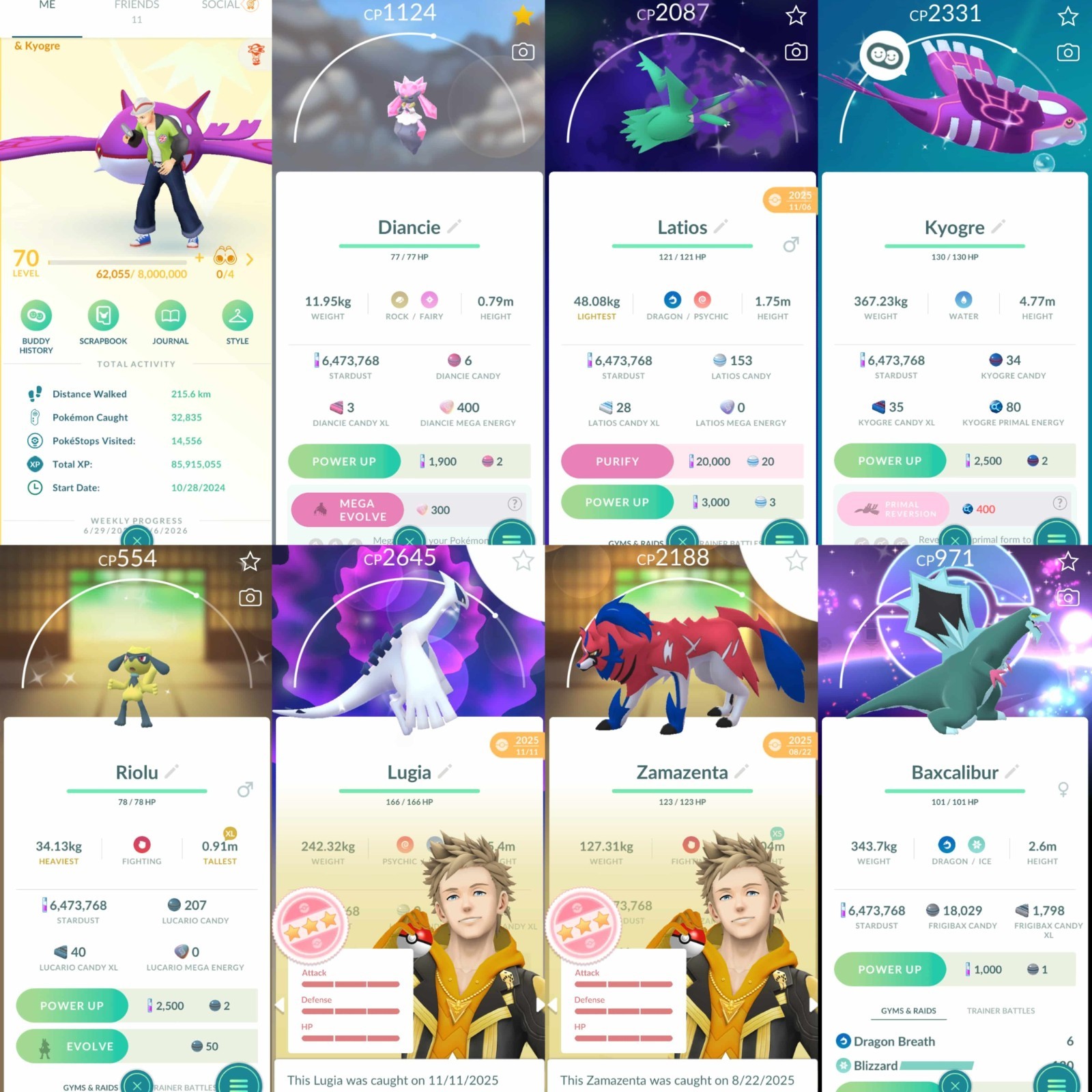 Pokemon Acc Go Lvl 70 103 Legendary /125 Shiny /14 Perfect