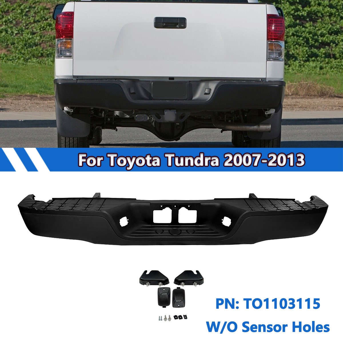 Step Rear Bumper Assembly Black Steel For Toyota Tundra 2007 2008-2013 TO1103115 Step Rear Bumper Assembly Black Steel For Toyota Tundra 2007 2008-2013 TO1103115