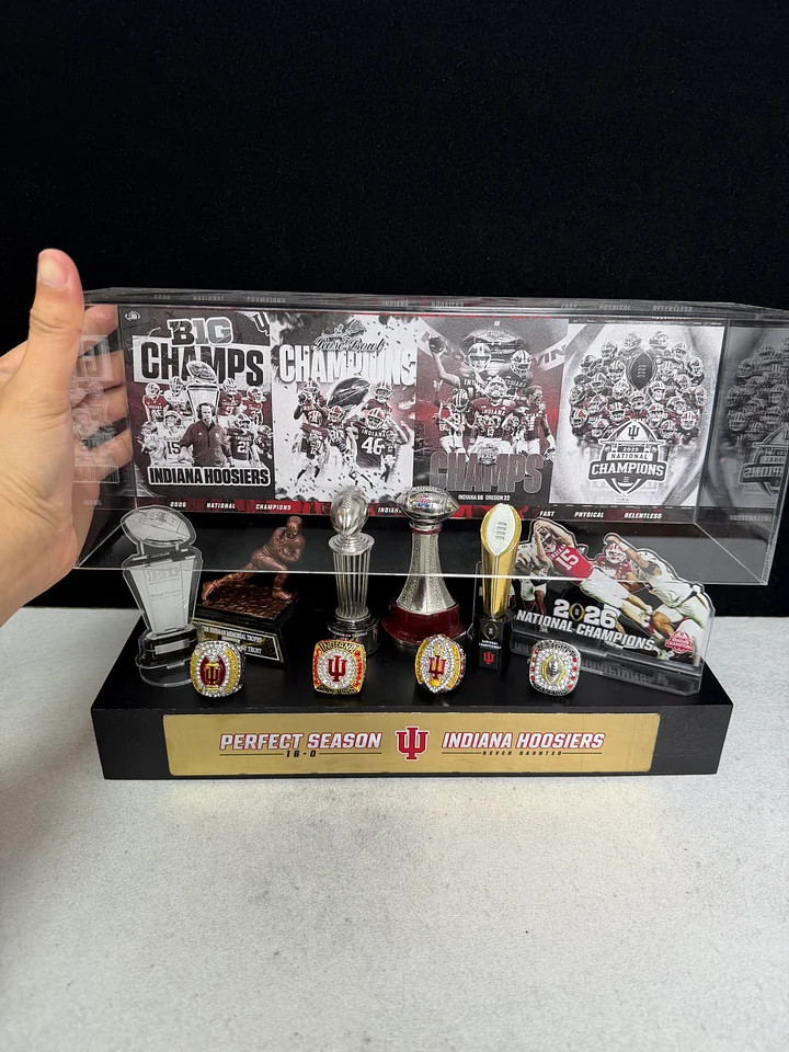 2025-26 Indiana Championship 4 Metal Trophy & Acrylic Trophy & 4 Rings With Case