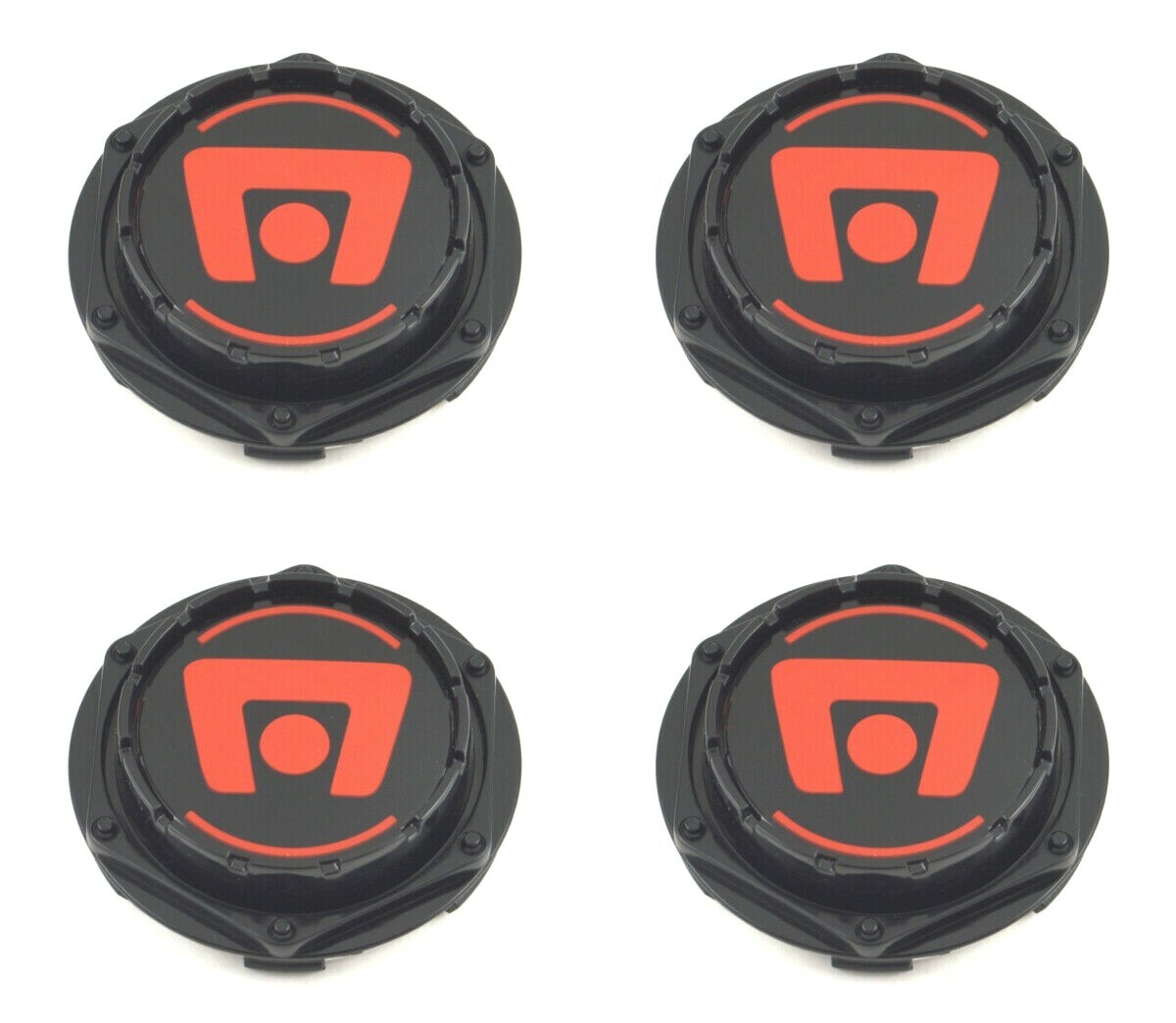 4x NEW Motegi Racing MR116 MR117 MR118 Wheel Center Caps Black Red 4/5 Lug M603R