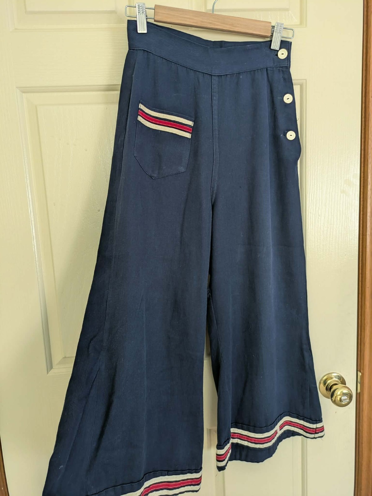 1930s 1940s cotton sailor nautical pants
