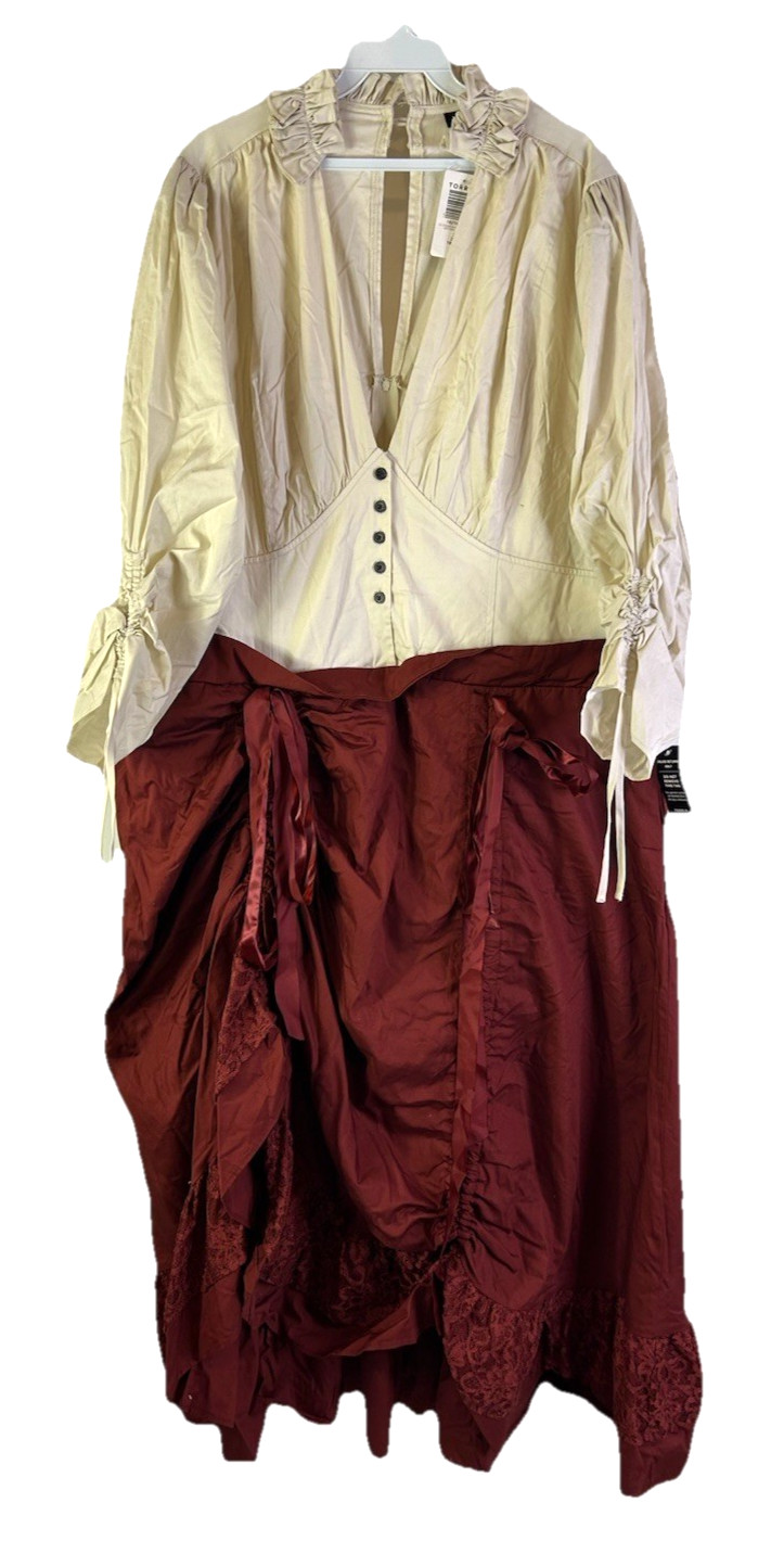 New Torrid Womens 2XL Steampunk Poplin Pirate Saloon Dress Halloween