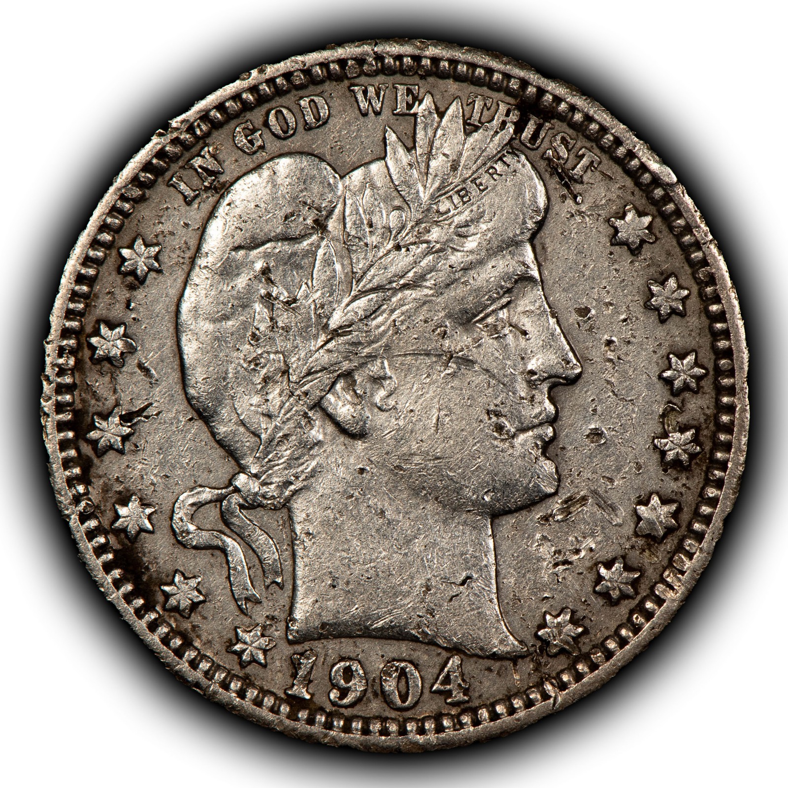 1904-O 25c Silver Barber Quarter - AU Semi Key Date - SKU-Z5856