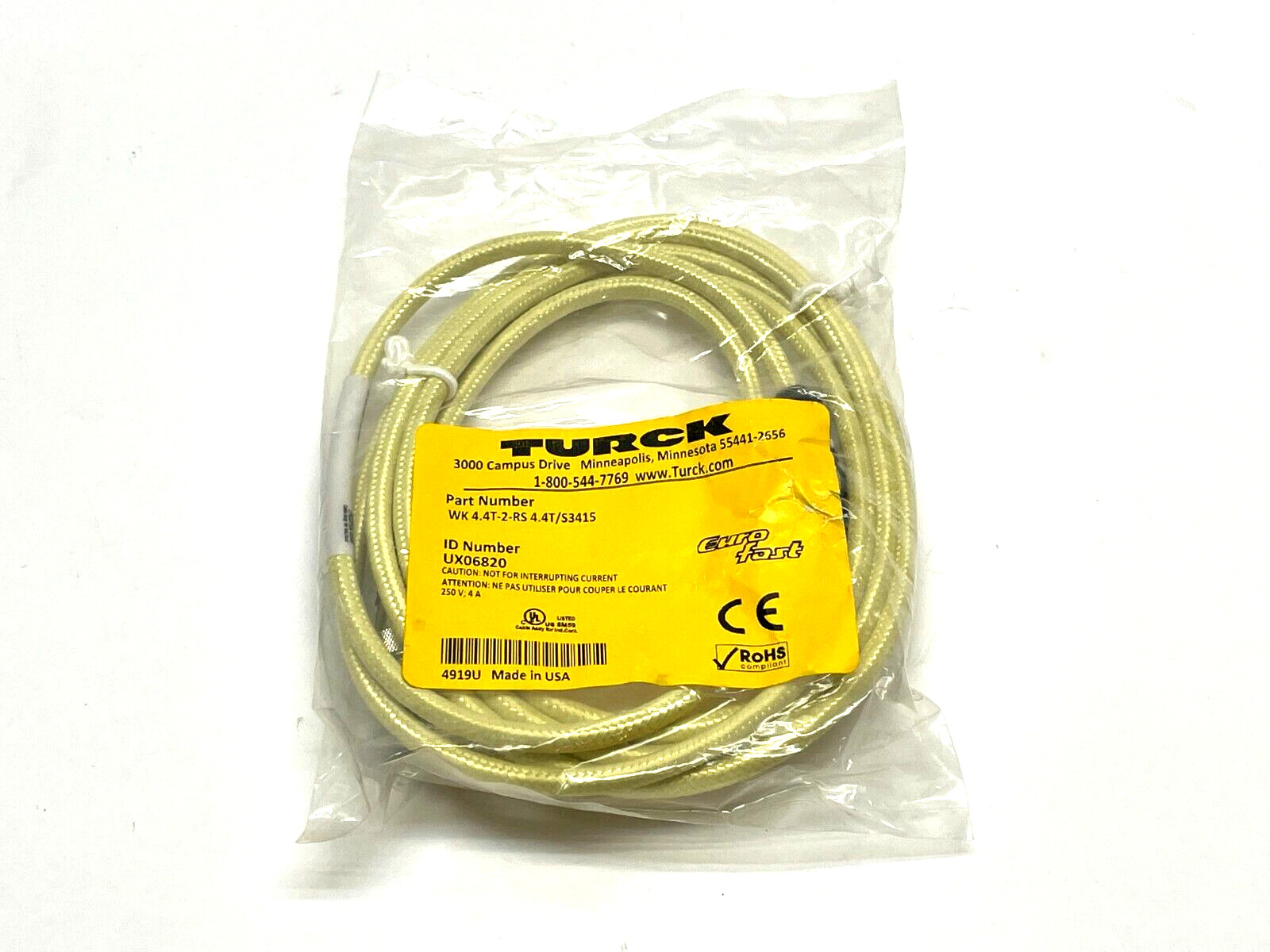 Turck WK 4.4T-2-RS 4.4T/S3415 Double Ended Cordset 2m Length UX06820