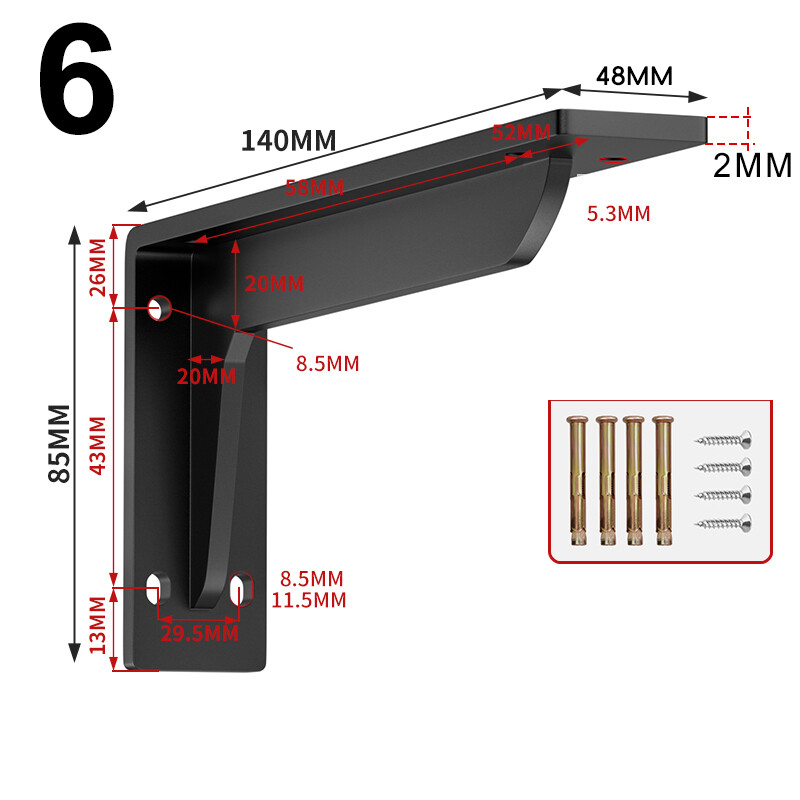 Triangular Support Bracket Stainless Steel Bracket Load-Bearing 6/8/10/12/14Inch