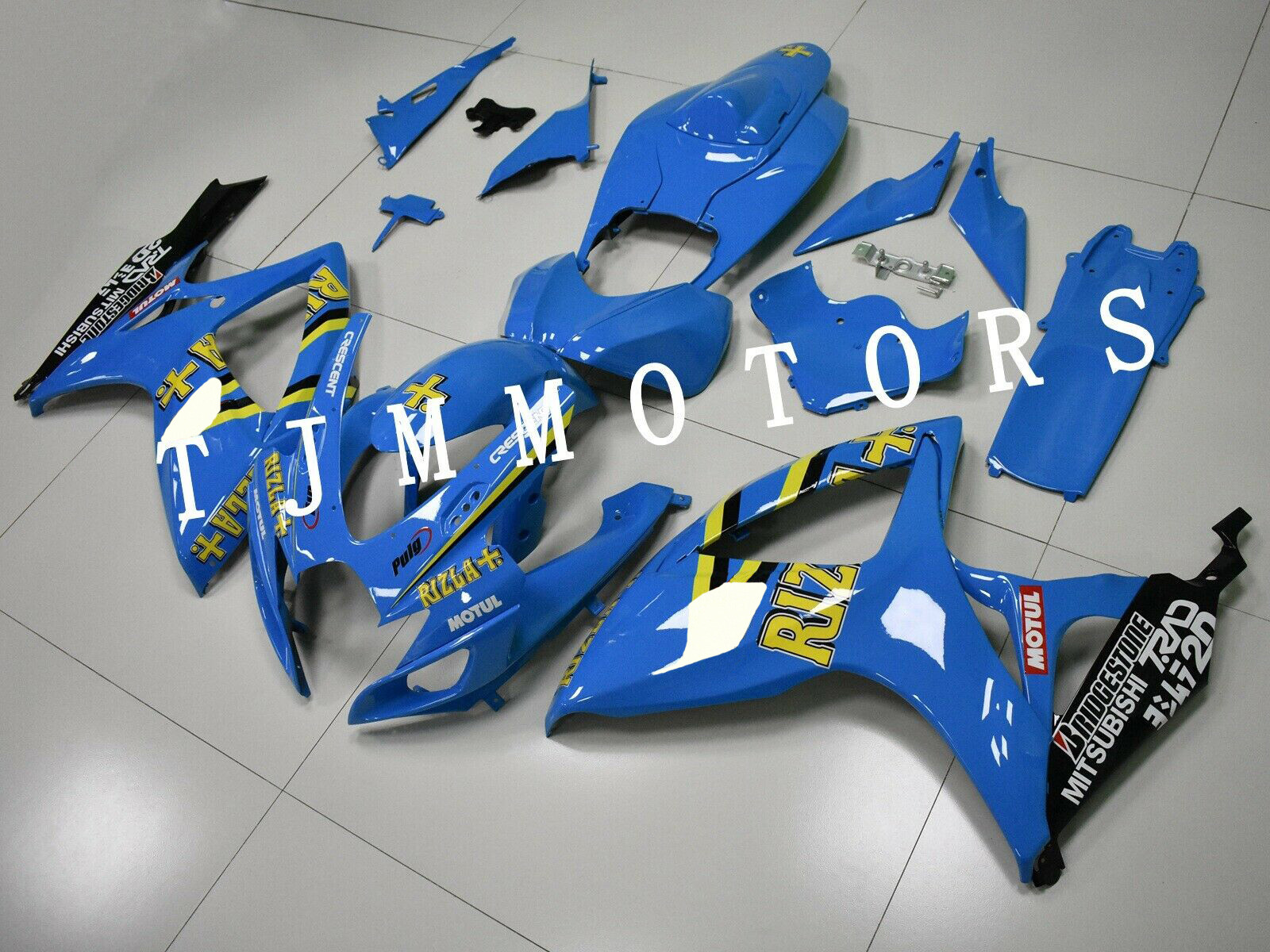 For GSXR600 GSXR750 2006 2007 Blue Rizla ABS Injection Mold Bodywork Fairing Kit