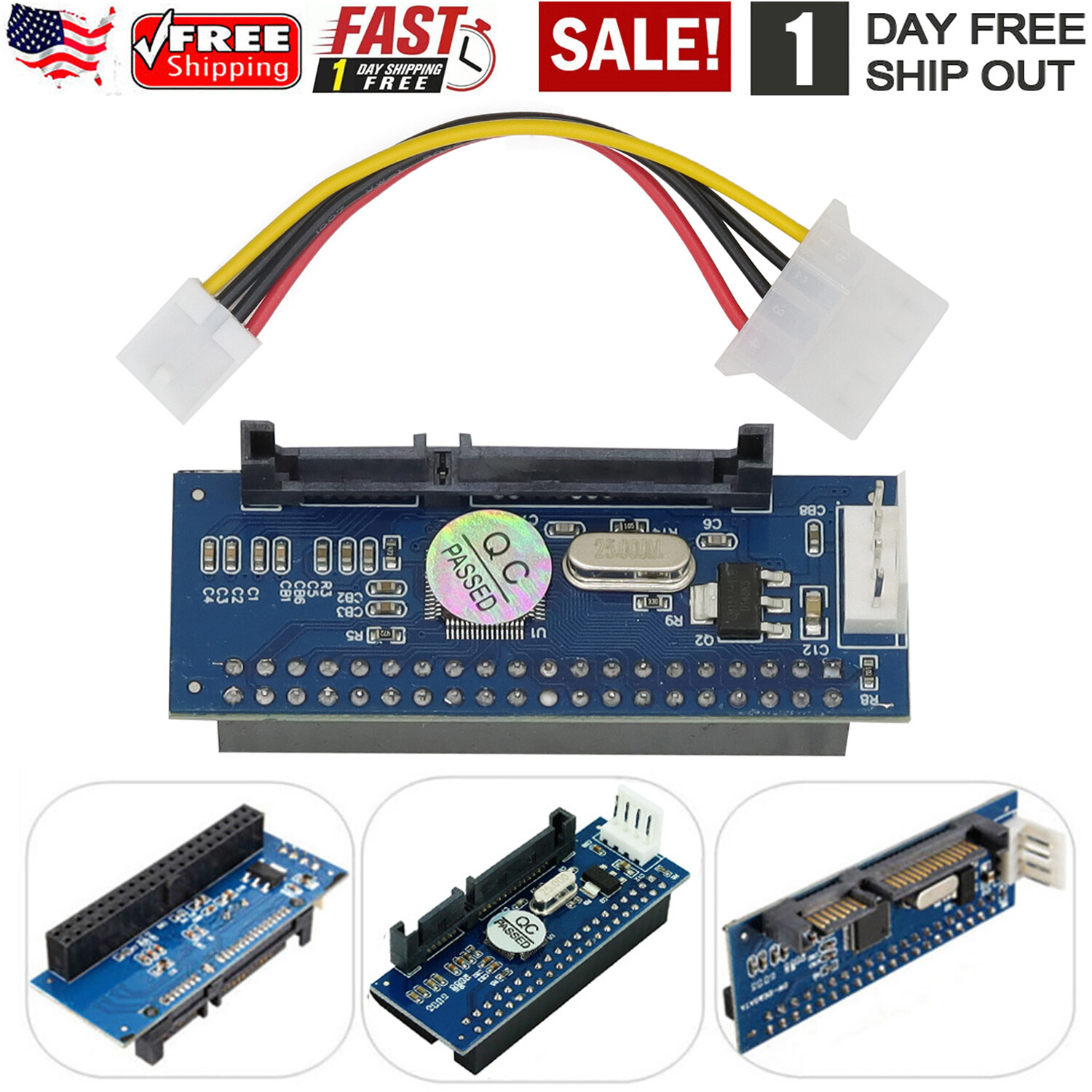 40 Pin Female SATA IDE to 22 Pin Male Adapter PATA 3.5