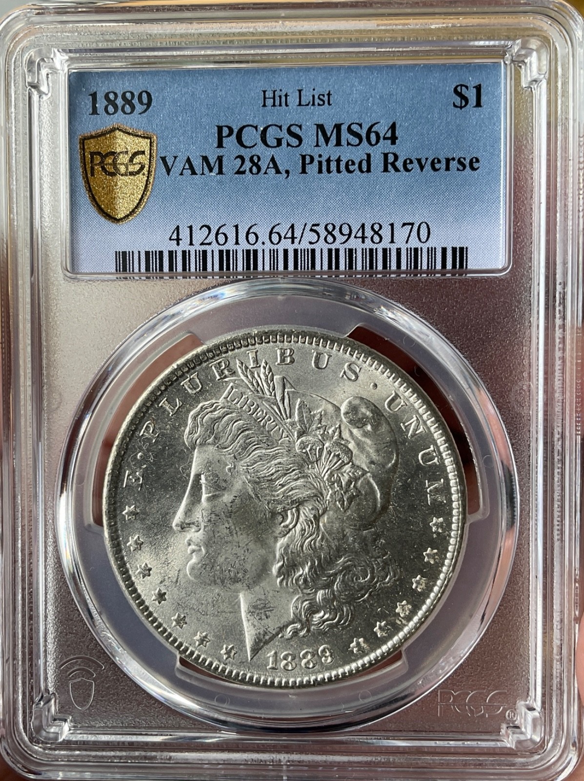 1889 Morgan Vam28A Pitted Reverse Hit List 40 PCGS MS64 Top Pop highest graded 1889 Morgan Vam28A Pitted Reverse Hit List 40 PCGS MS64 Top Pop highest graded