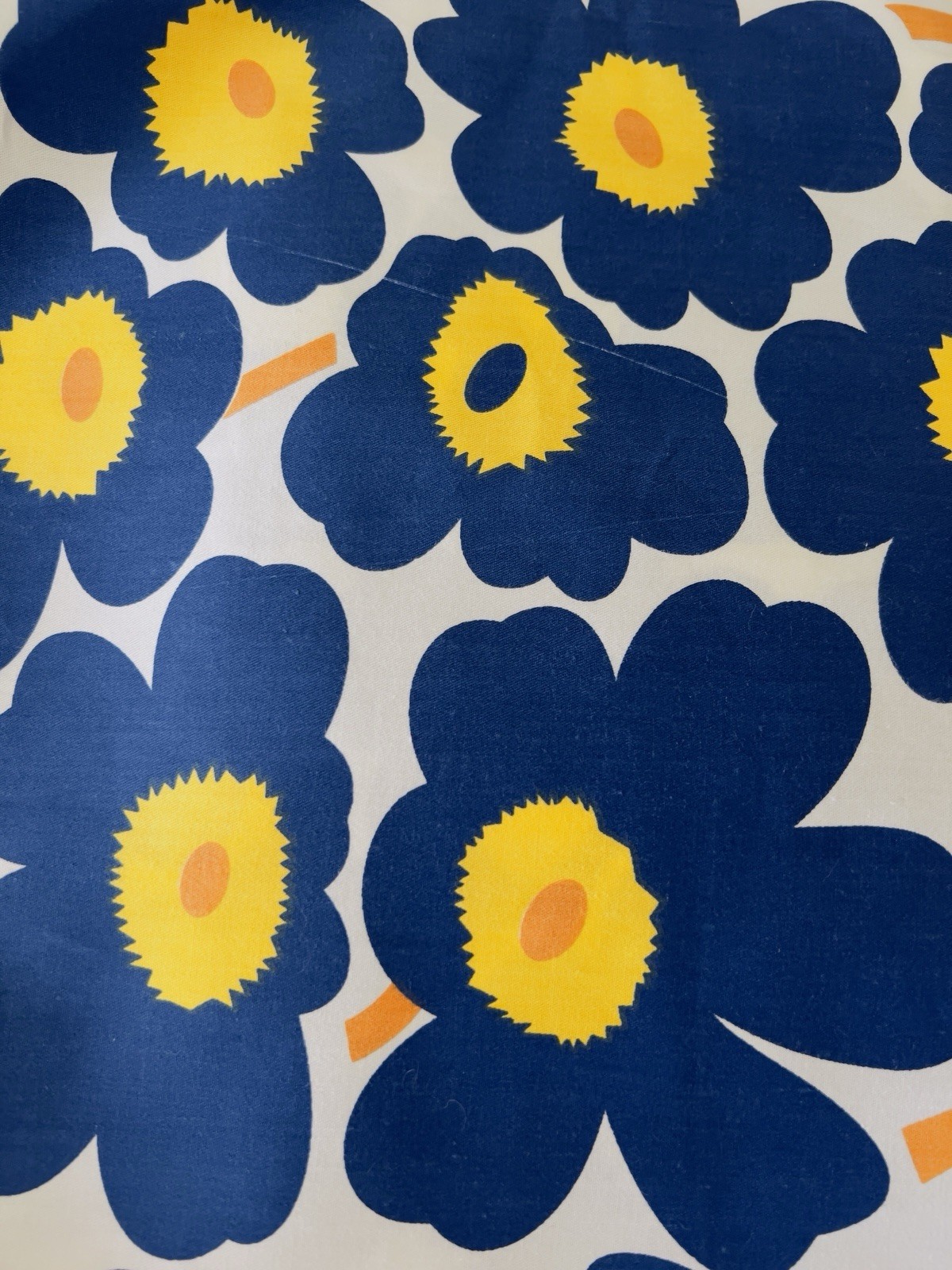 BOLD BLUE YELLOW FLOWER COTTON DECOR FABRIC MARIMEKKO UNNIKO STYLE 64” WIDE BTY