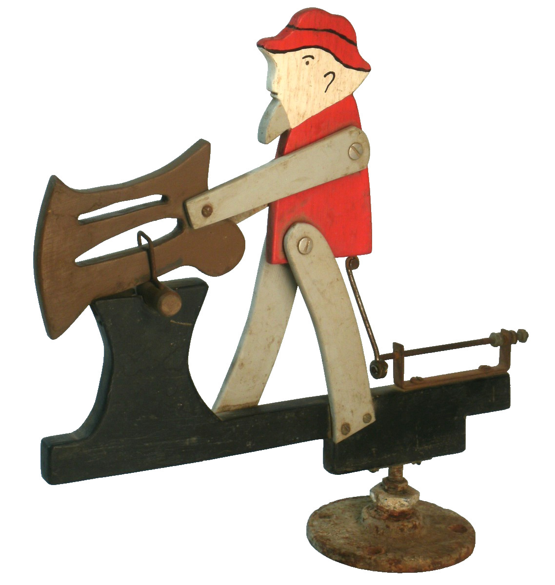 Vintage Folk Art Whirligig Man Sawing Log 1950s