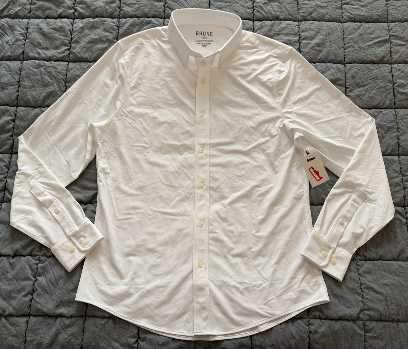 Rhone commuter slim fit business white button up long sleeve shirt M mens NEW