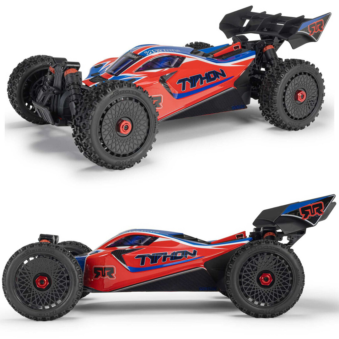 ARRMA ARA4206V4T3 1/8 TYPHON MEGA 665 4X4 RTR Brushed Buggy, Red
