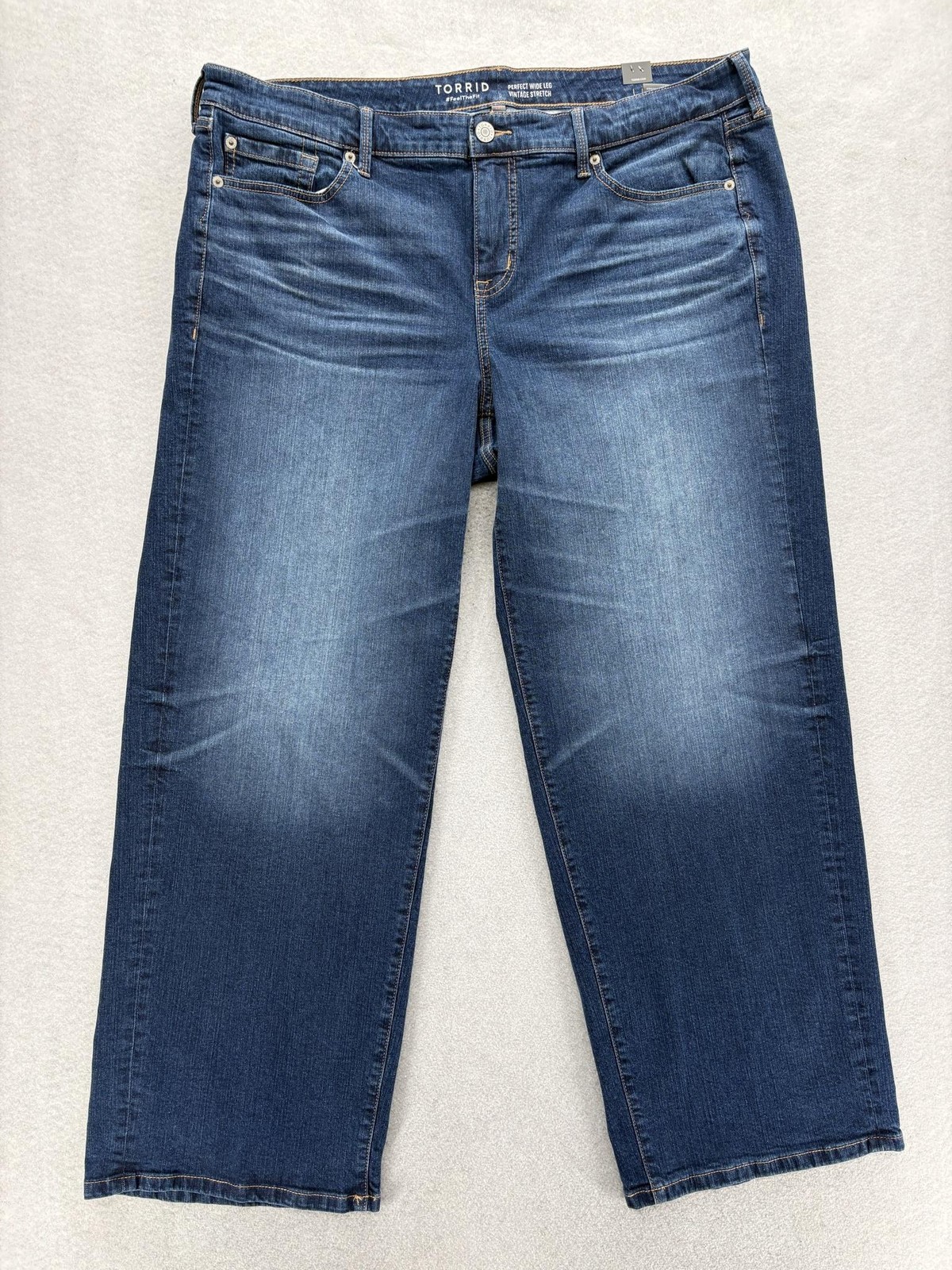 Torrid Perfect Wide Leg Vintage Stretch Jeans Womens 18 Tall Blue Wash Mid Rise