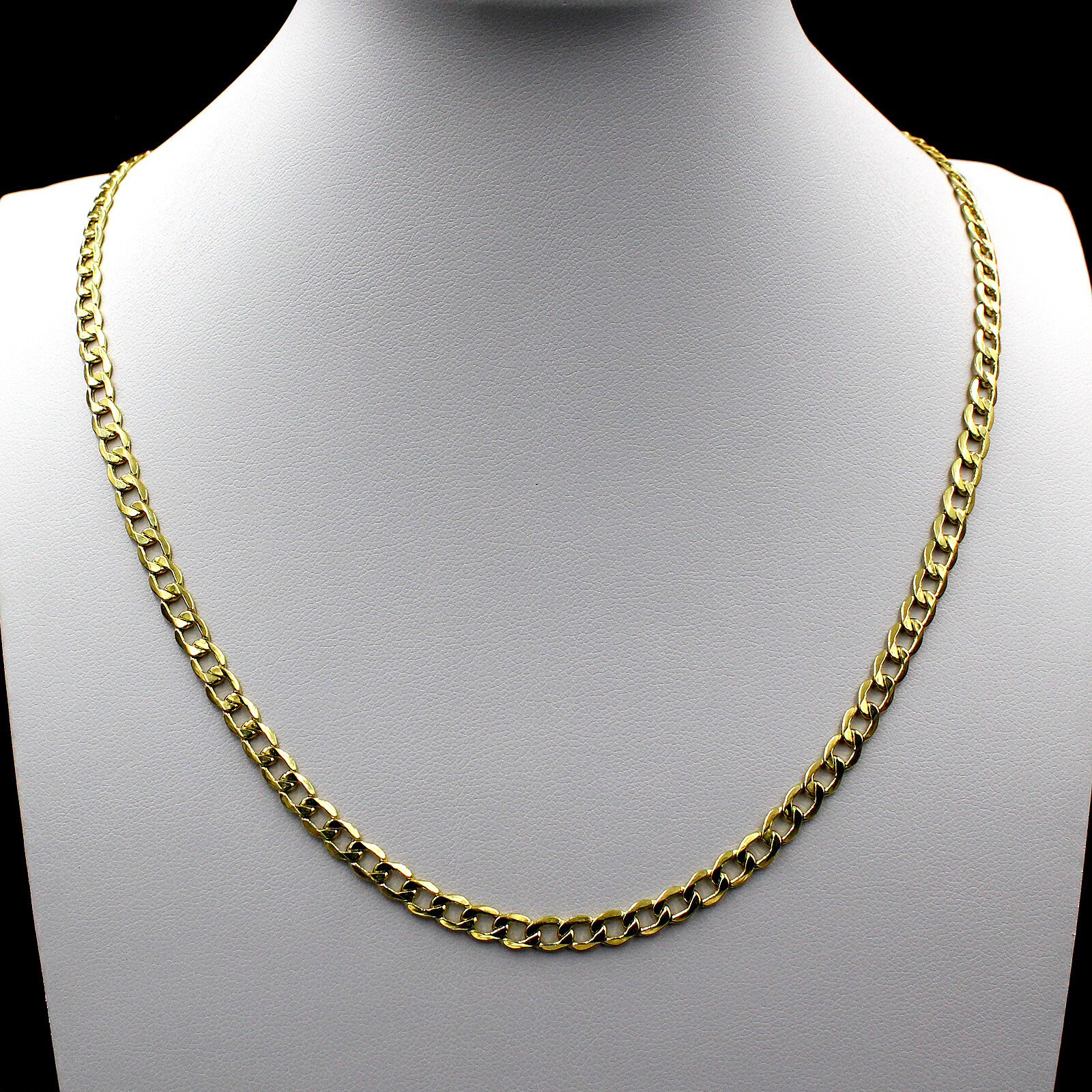 Real 10K Yellow Gold 2.5MM Cuban Curb Link Chain Pendant Necklace 14\