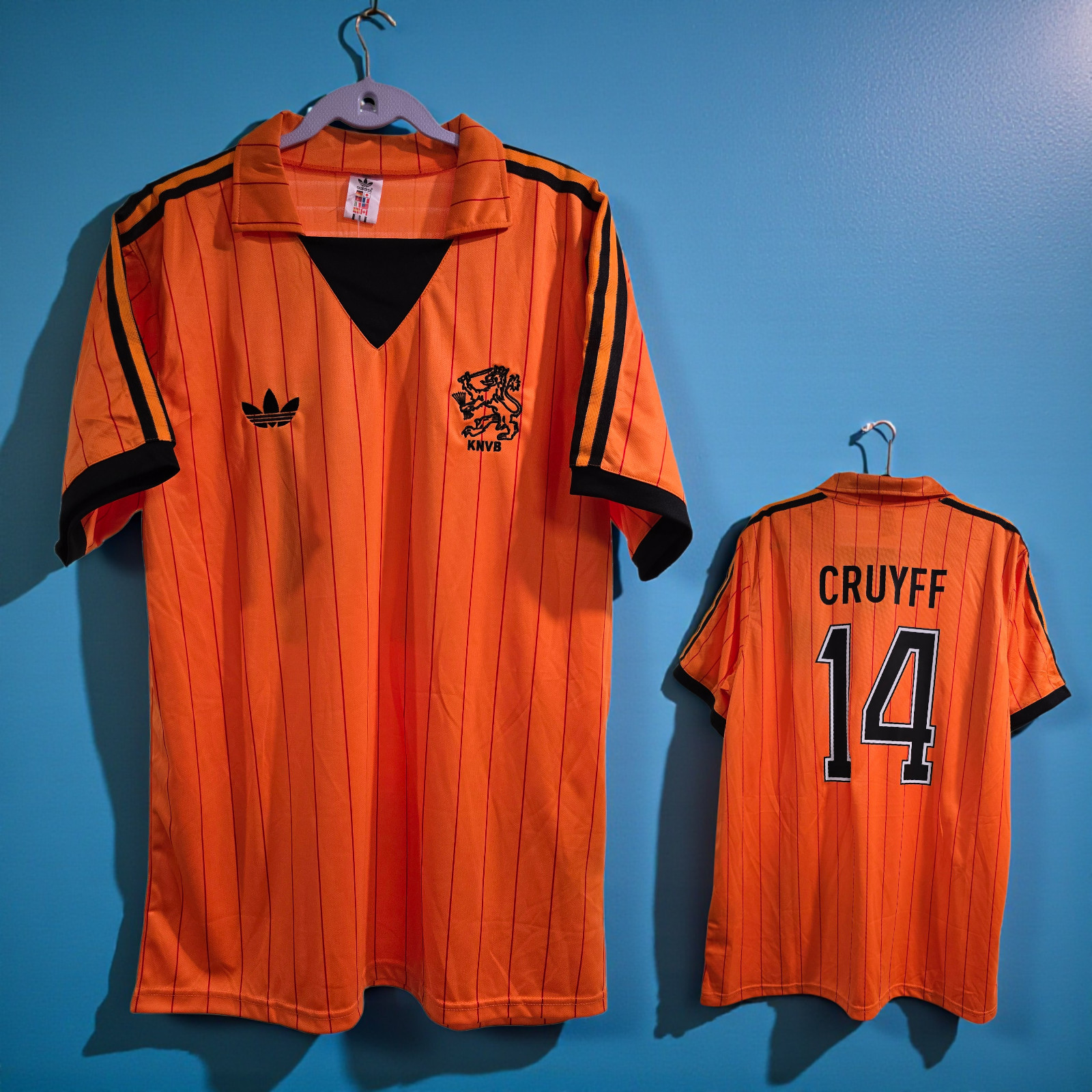 NETHERLANDS Home 74/75  - Retro Jersey - Soccer - CRUYFF # 14 - XL  (RunSmall)