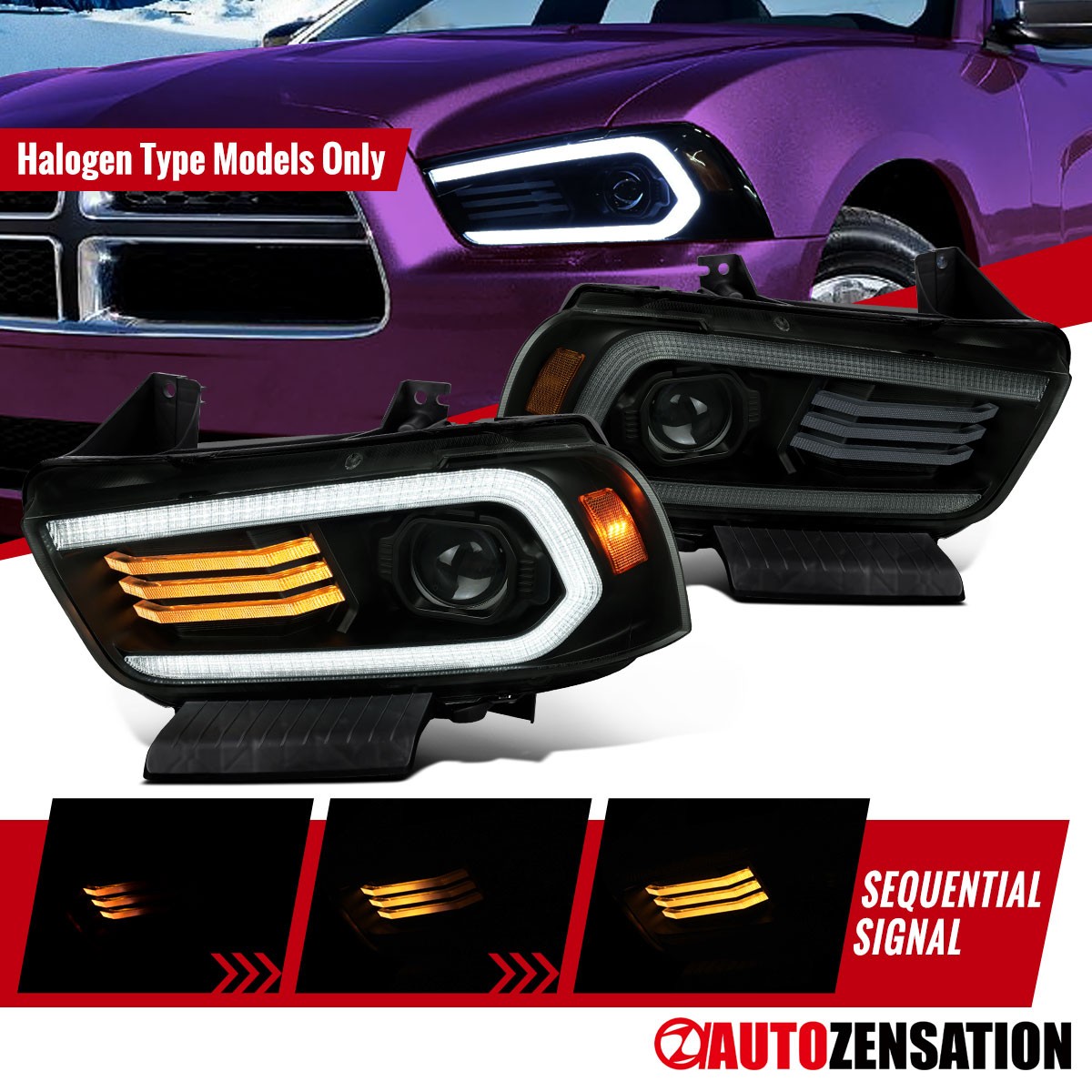 Smoke Fit 2011-2014 Dodge Charger Halogen Projector Headlights LED Sequential Smoke Fit 2011-2014 Dodge Charger Halogen Projector Headlights LED Sequential