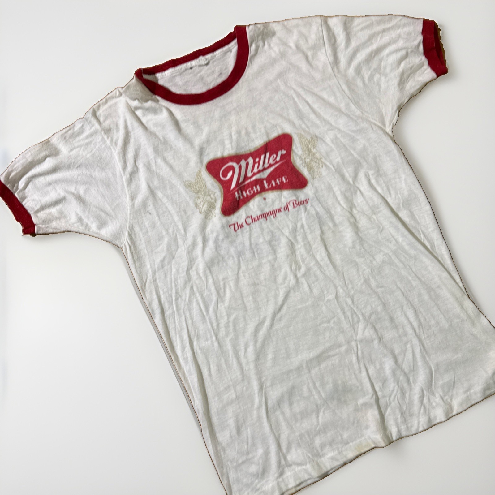 Vintage Rare 1970’sMiller High Life Ringer T Shirt XL USA Back Hit Print Bar Vintage Rare 1970’sMiller High Life Ringer T Shirt XL USA Back Hit Print Bar