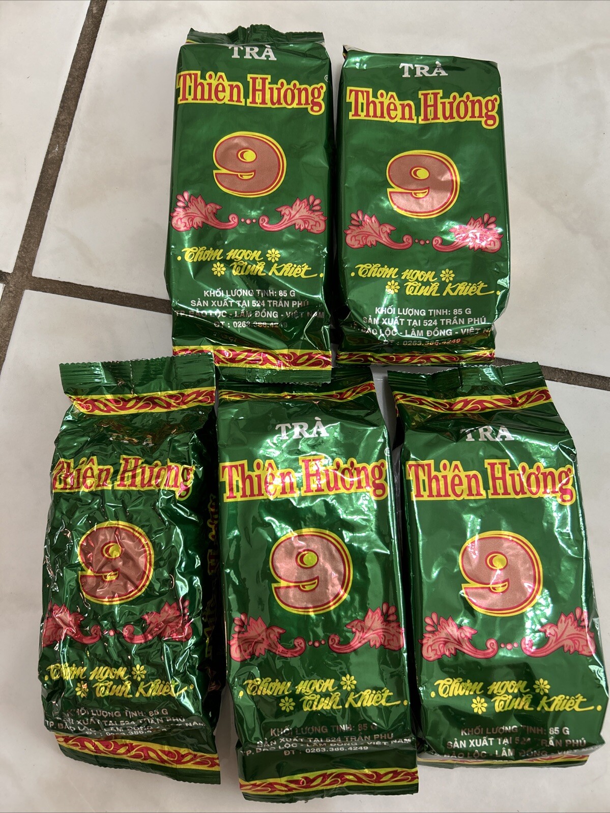 Lot 5 Green Tea Tra Thien Huong So 9 Product Of Viet Nam Bao Loc 85g