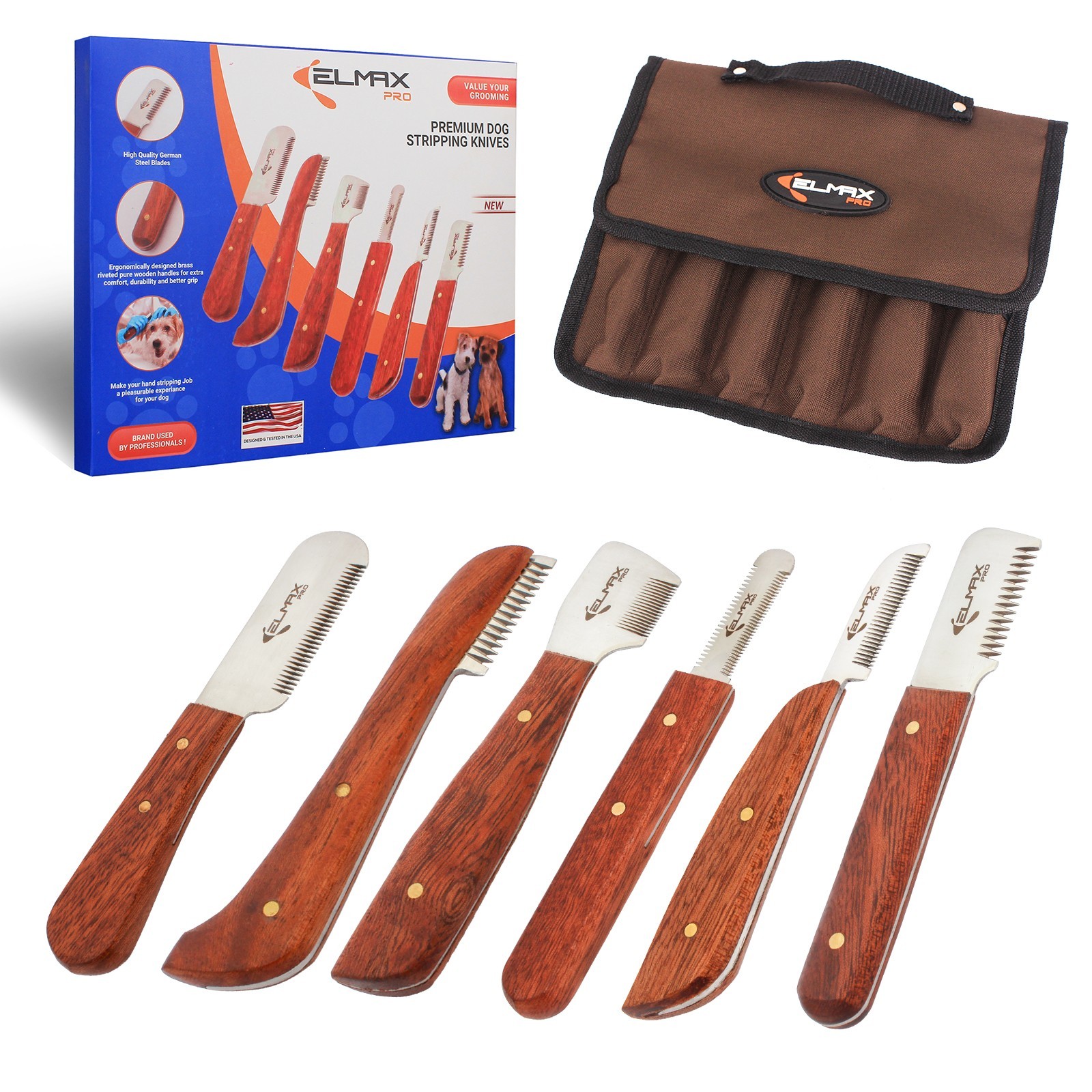 Elmax Pro stripping knife for dogs hand stripping tools for dog grooming Pack 6