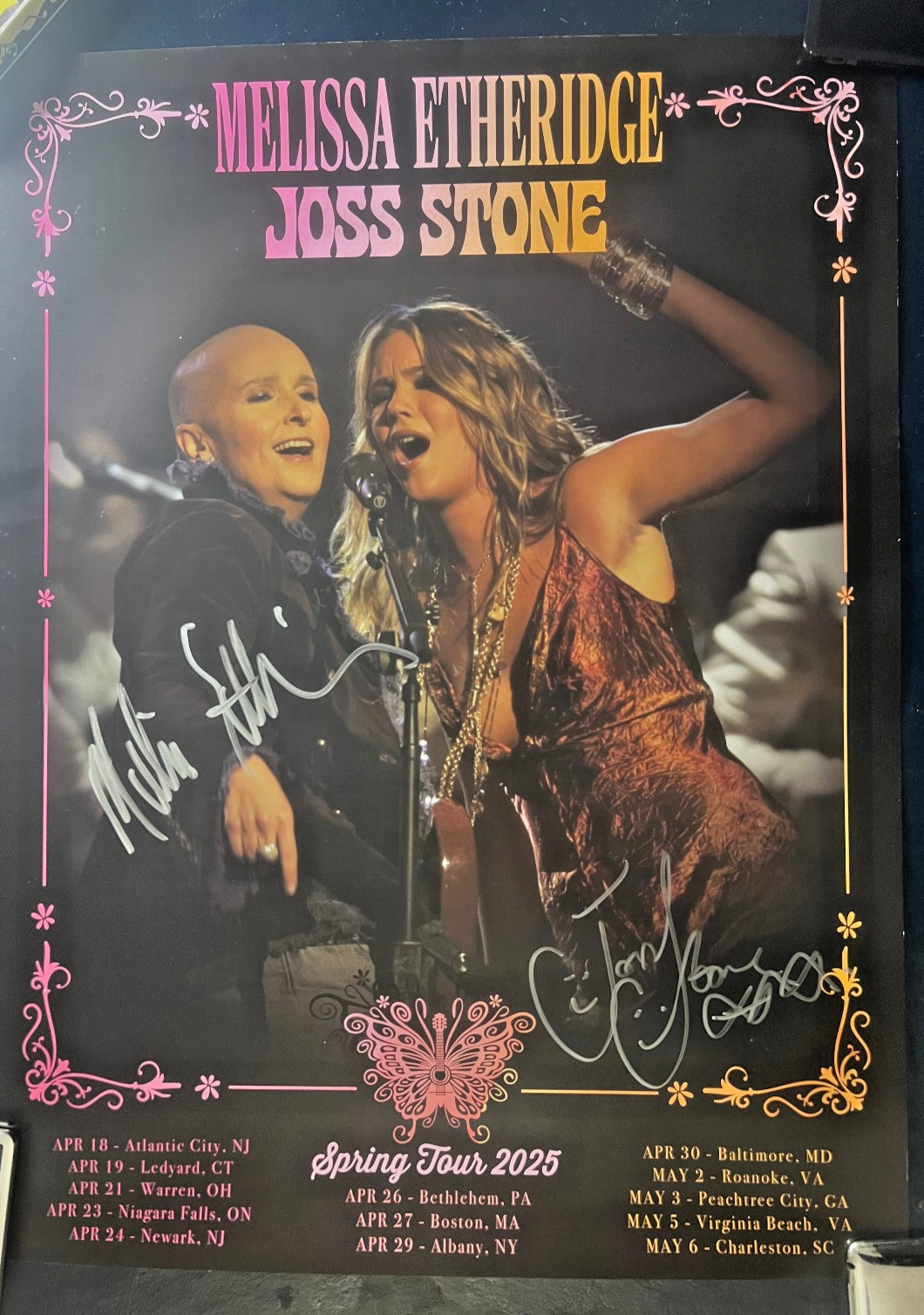 Melissa Etheridge Joss Stone - 2025 Tour Poster - Signed by both Melissa Etheridge Joss Stone - 2025 Tour Poster - Signed by both