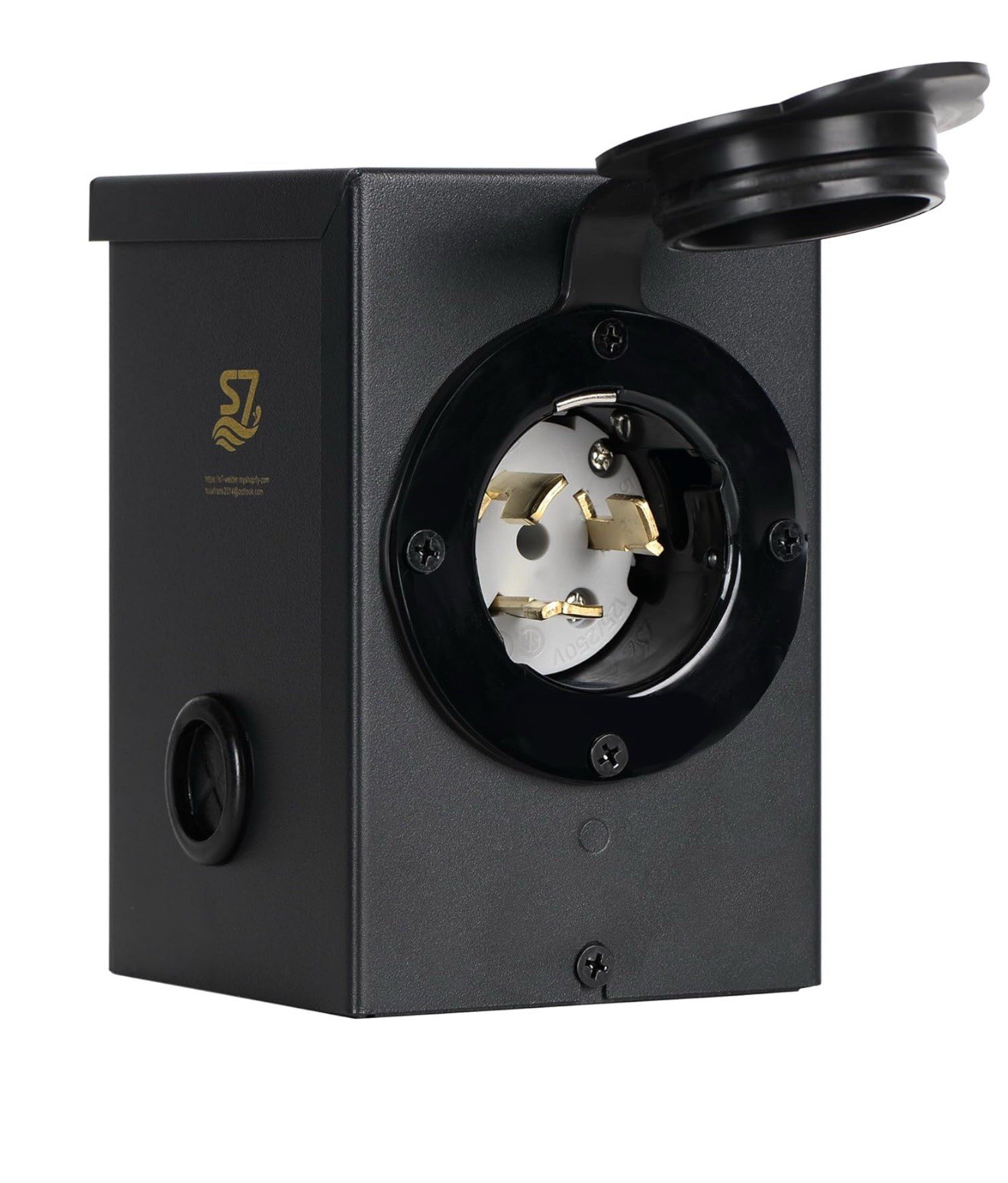 50A Generator Power Inlet Box NEMA S7Power Inlet Box 3 Prong Black 50A Generator Power Inlet Box NEMA S7Power Inlet Box 3 Prong Black
