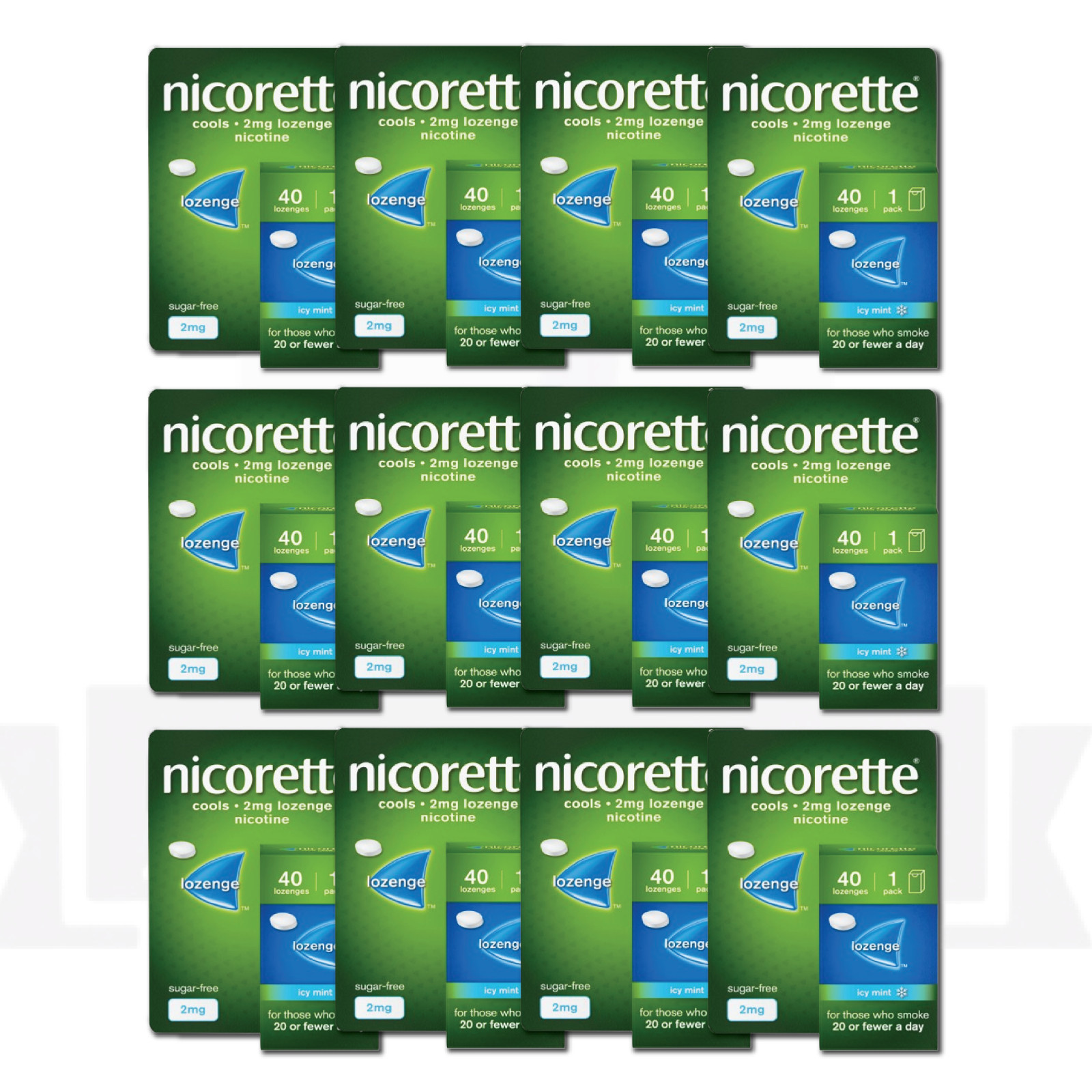 Nicorette Cools 2mg Lozenge Icy Mint 1X40 Lozenges PACK OF 12 Nicorette Cools 2mg Lozenge Icy Mint 1X40 Lozenges PACK OF 12