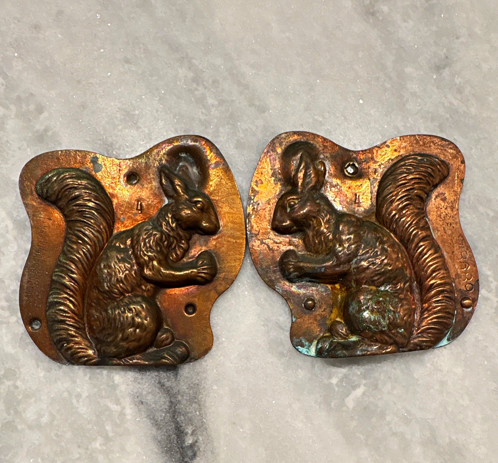 Antique Anton Reiche Copper Squirrel Chocolate Mold / Mould 8689, Dresden Antique Anton Reiche Copper Squirrel Chocolate Mold / Mould 8689, Dresden