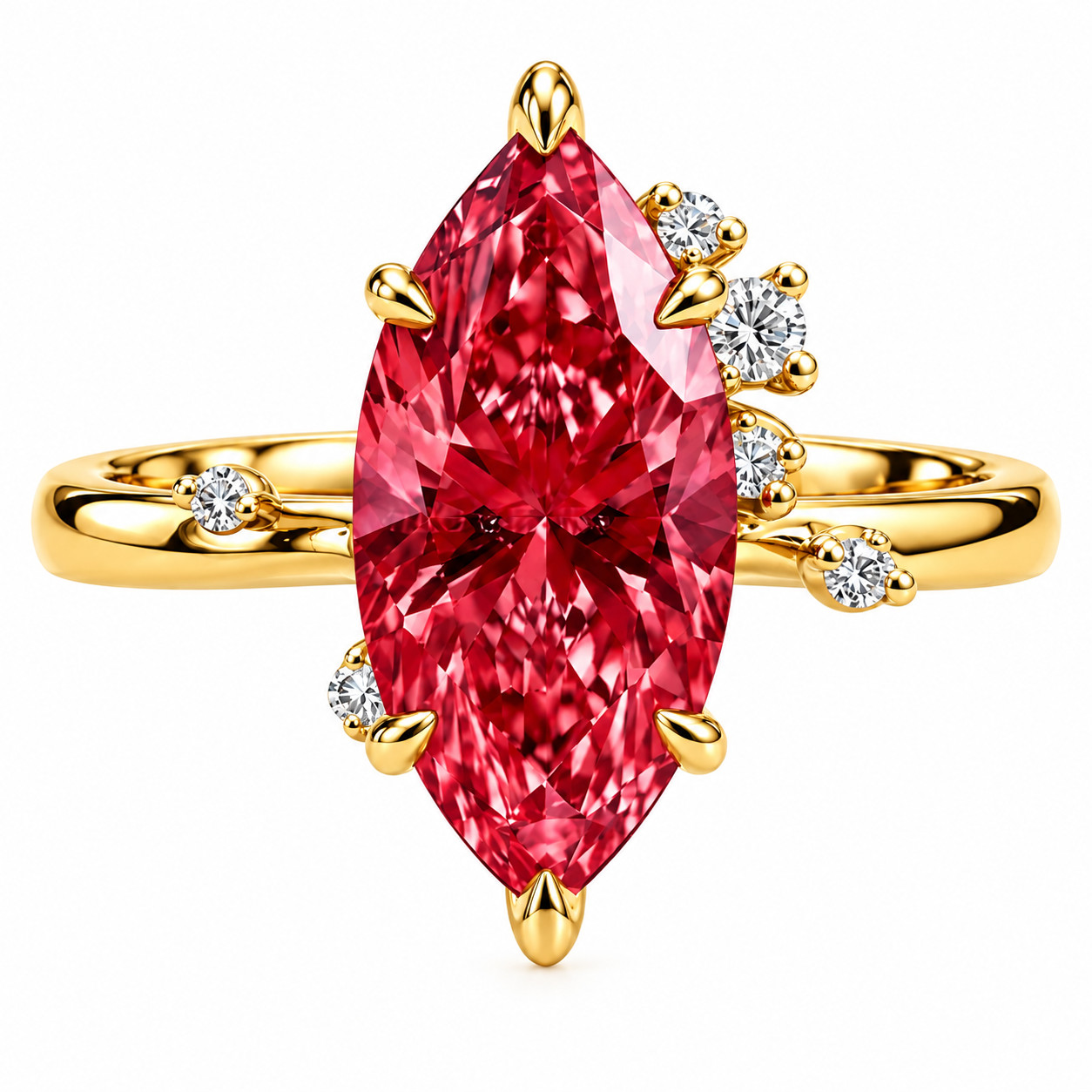 11.00 Ct Certified Marquise Cut Natural Red Or White Diamond Engagement Ring