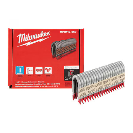 Milwaukee Tool Mpu112-960 Cable Staples, 9 Ga, Diamond Crown, 1-1/2 In Leg L, Milwaukee Tool Mpu112-960 Cable Staples, 9 Ga, Diamond Crown, 1-1/2 In Leg L,