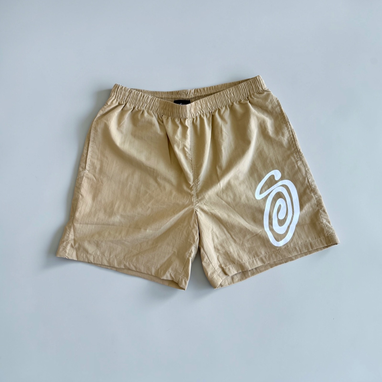 STUSSY AU Curly S Water Board Shorts-Beige, Size: 30, 32, 34 NEW 100% Authentic