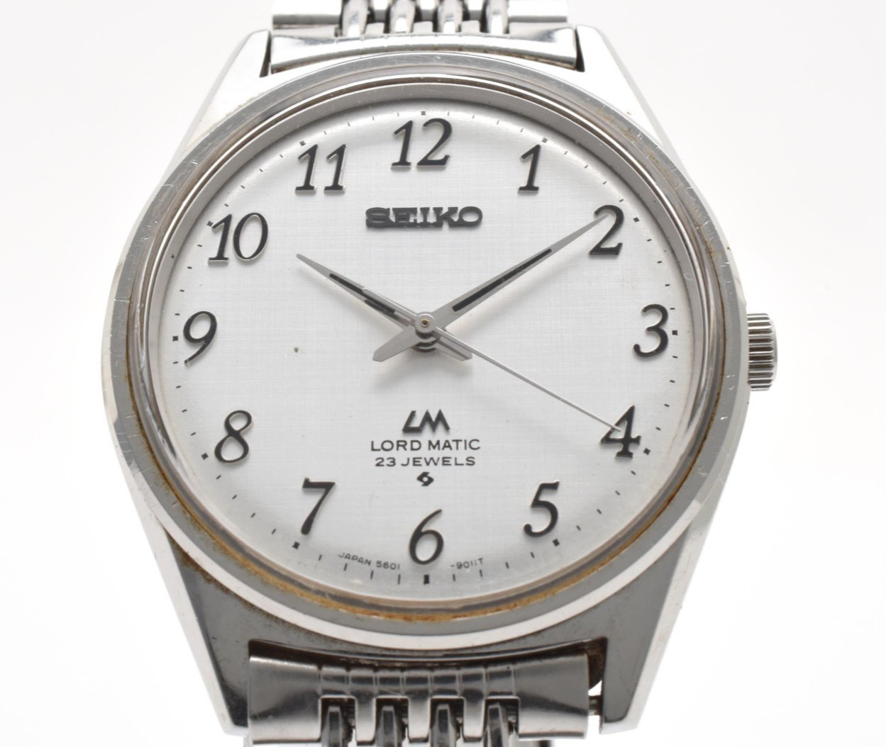 [EXC+5] Vintage SEIKO Lord Matic 5601-9000 36mm Silver AT Mens Watch Japan