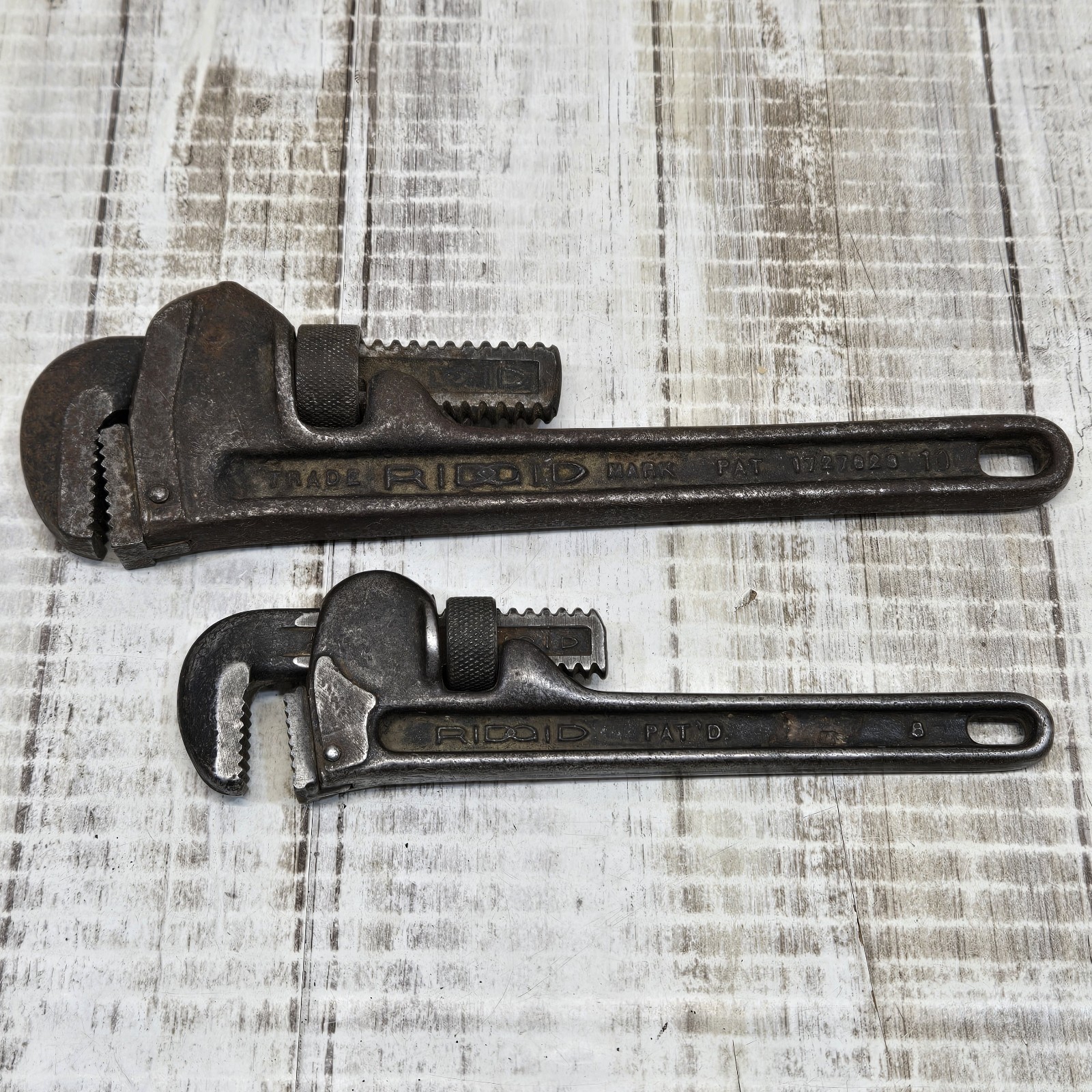 Pair Of VTG RIDGID Pipe Wrenches: 10