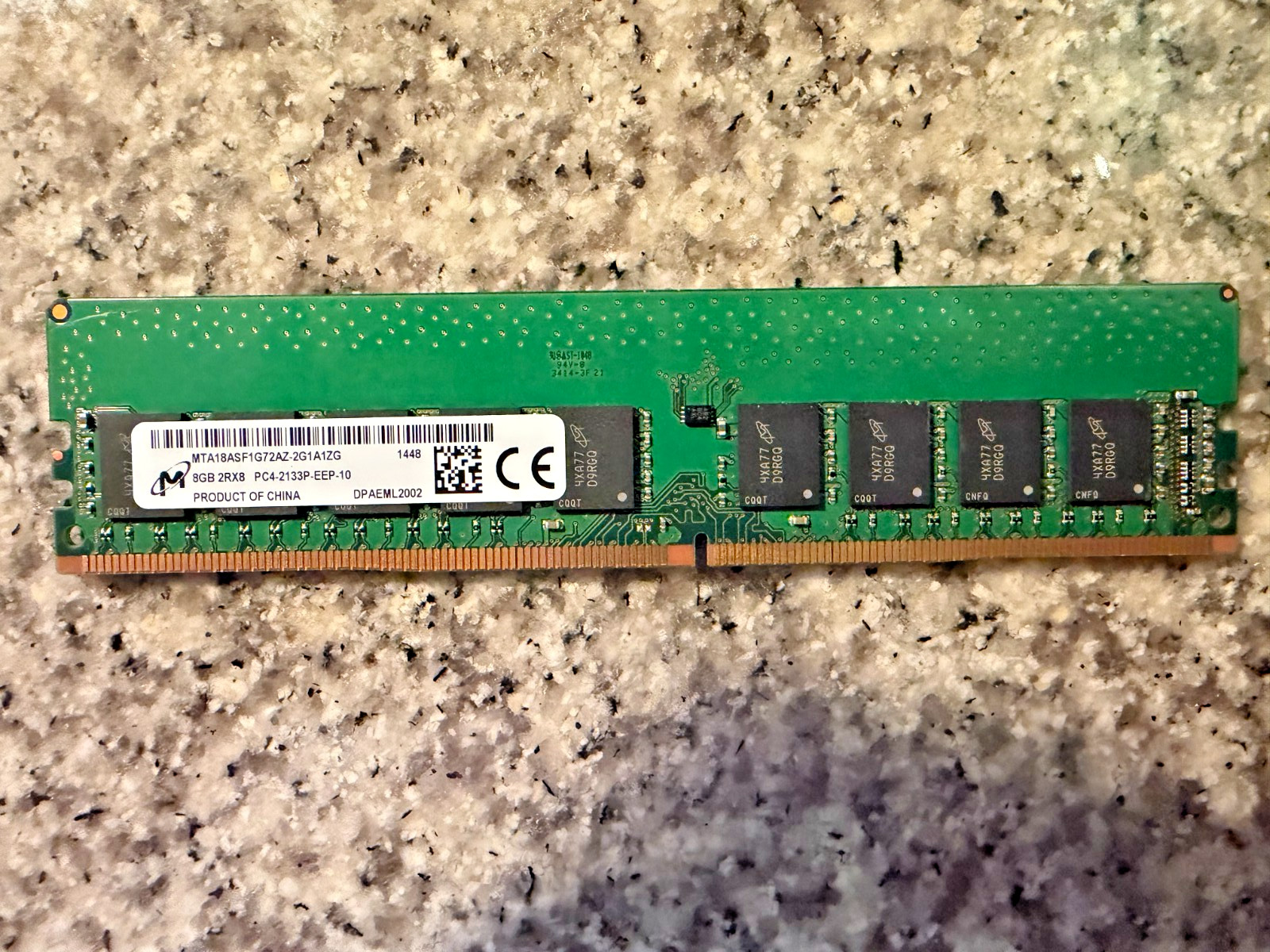 MICRON MTA18ASF1G72AZ-2G1 8GB 2Rx8 17000 PC4-2133-U ECC UNBUFFERED MEMORY RAM MICRON MTA18ASF1G72AZ-2G1 8GB 2Rx8 17000 PC4-2133-U ECC UNBUFFERED MEMORY RAM