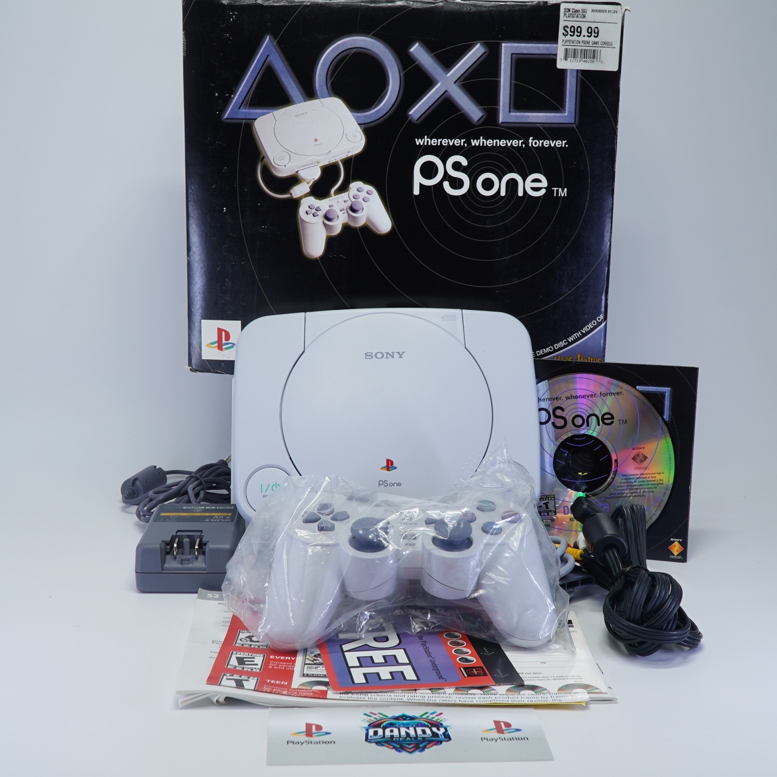 PS1 Console Slim PSOne Complete Open Box W/ Controller + Cables + Packaging