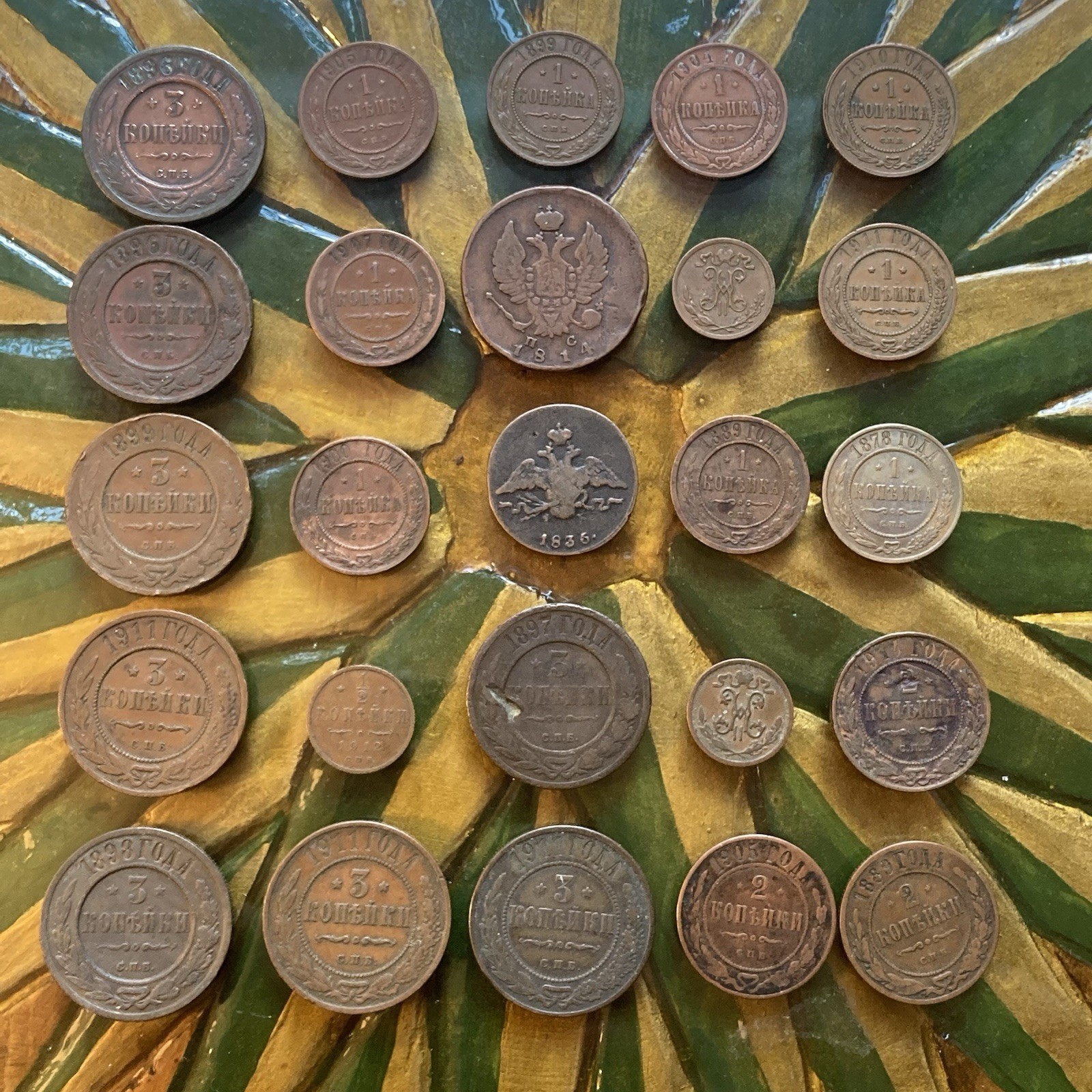 Old Russian Empire 1814-1914 Copper Coin Lot - Great Variety, 25 Coins Old Russian Empire 1814-1914 Copper Coin Lot - Great Variety, 25 Coins