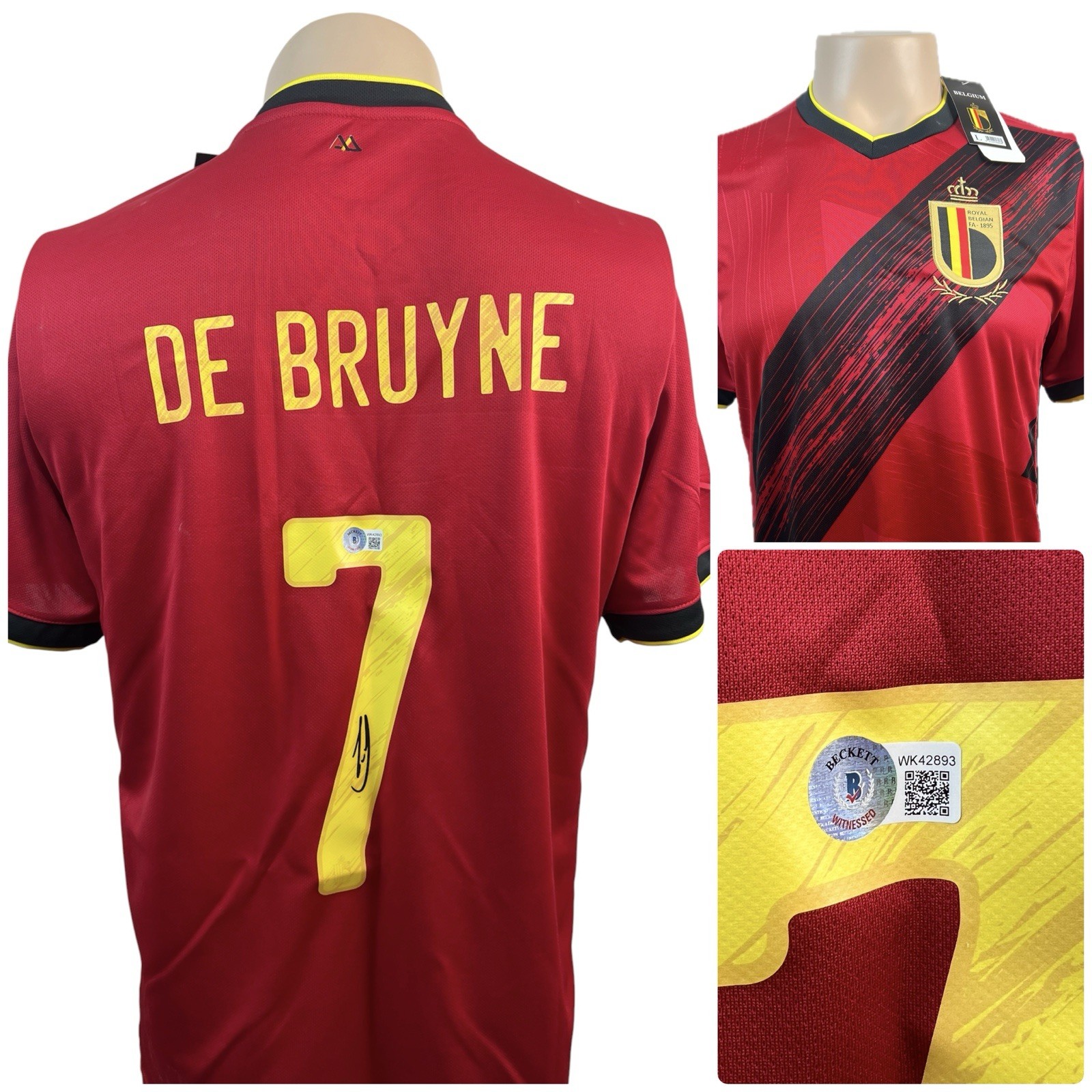 Kevin De Bruyne Belgium National Team Jersey Becket Signed Autographed COA FC