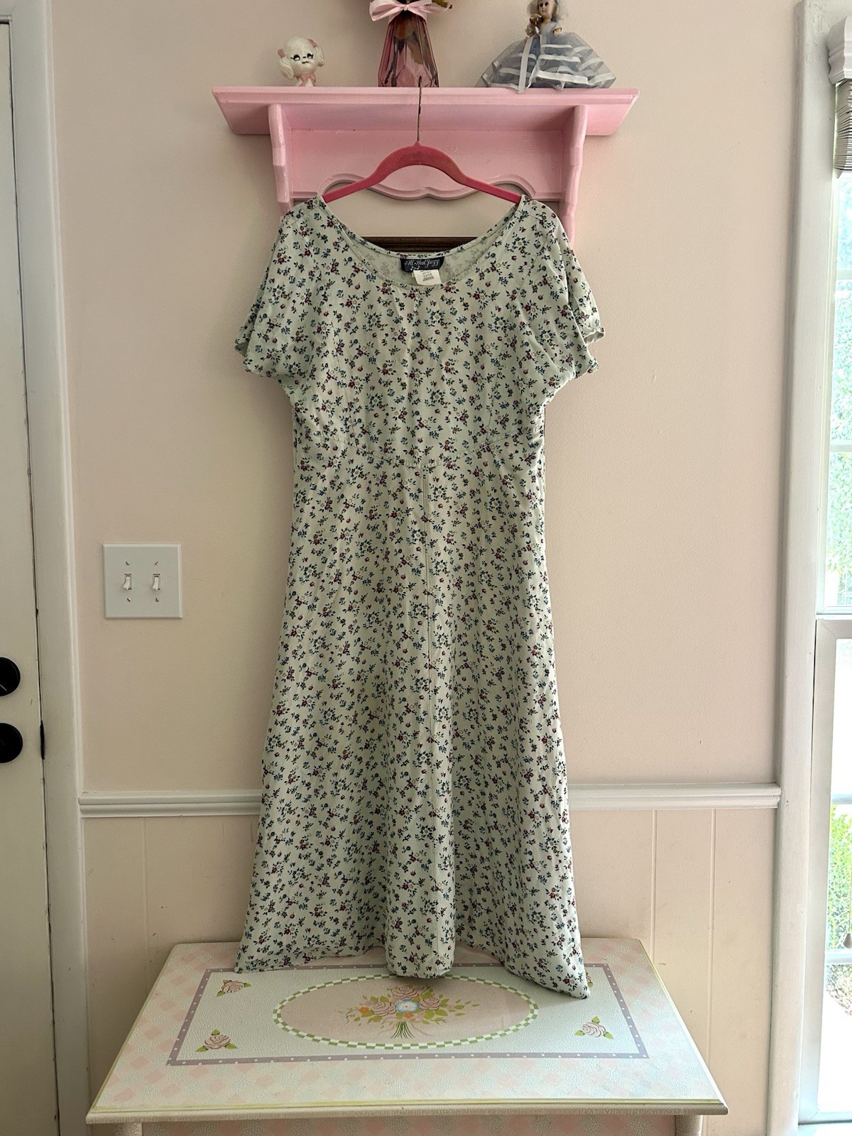 vintage 90s blue floral maxi/midi dress all that jazz size large