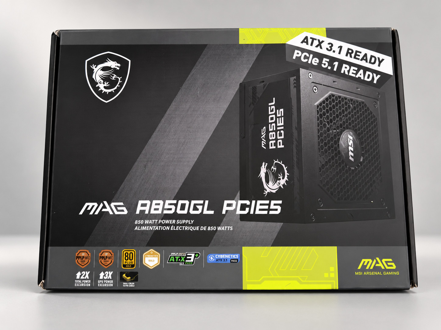 MSI MAG A850GL PCIE5 850W 80+ Gold Fully Modular Gaming PC Power Supply w/Cables