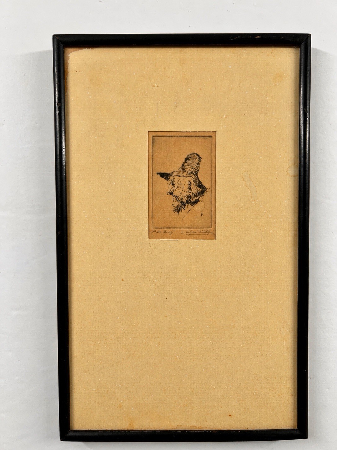 Antique Alfred Rudolph Miniature Pen and Ink Drawing \