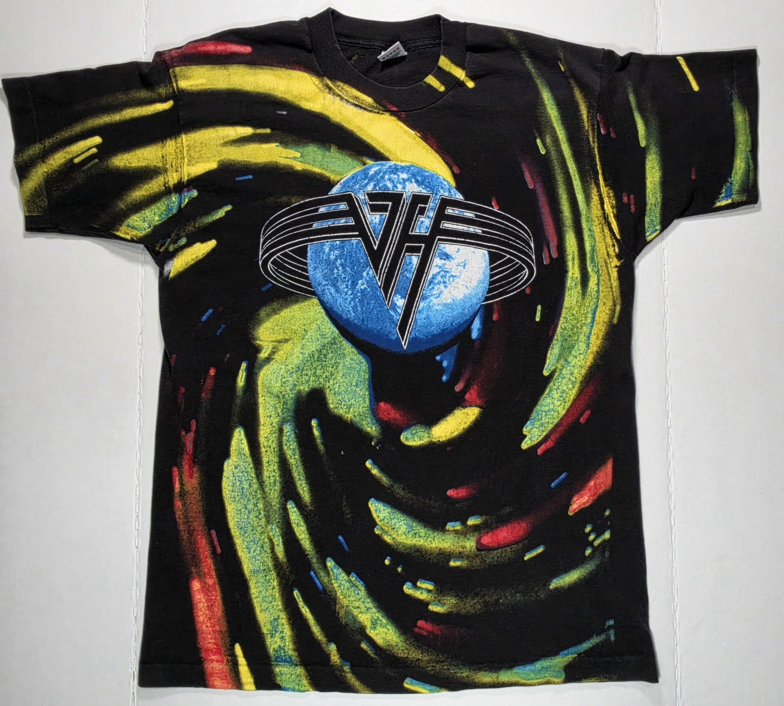 Vintage 1993 Van Halen Live World Tour All Over Print  Music Promo T-Shirt Sz L