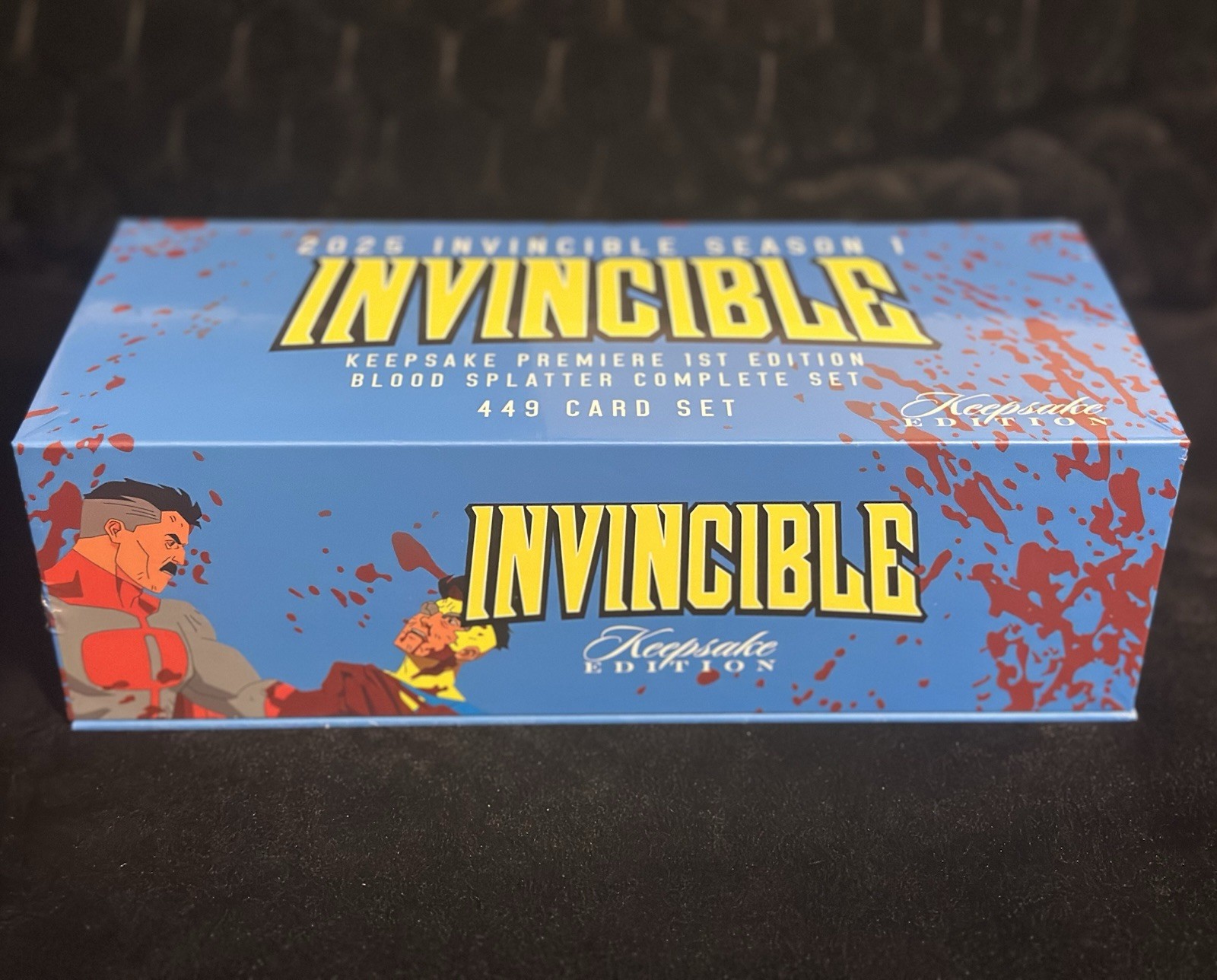 SDCC 2025 Keepsake Invincible 1st Edition Blood Splatter 449 Card Set Sealed SDCC 2025 Keepsake Invincible 1st Edition Blood Splatter 449 Card Set Sealed