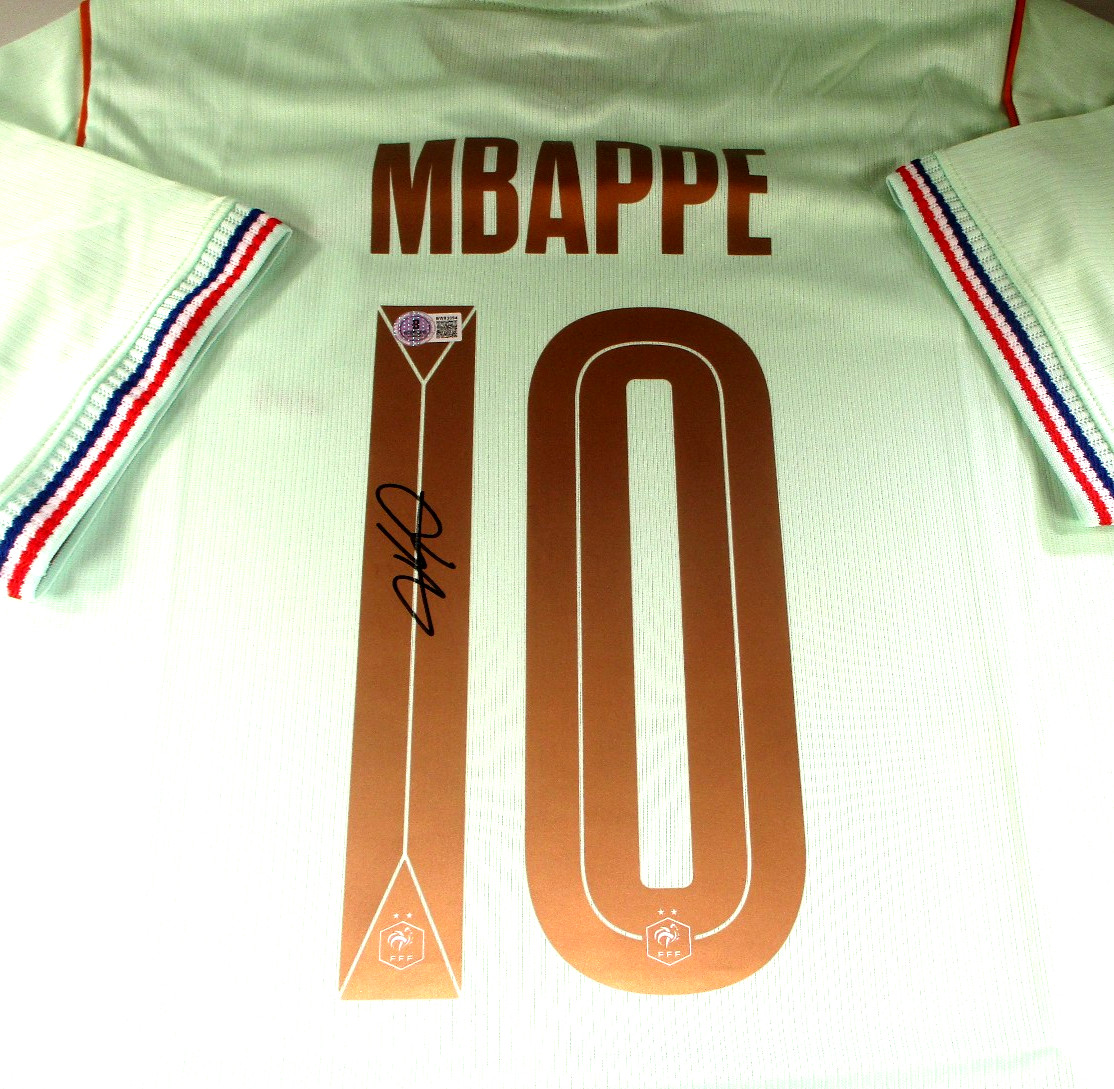 Kylian Mbappe / Autographed Team France 2026 Away Pro-Style Soccer Jersey / BAS