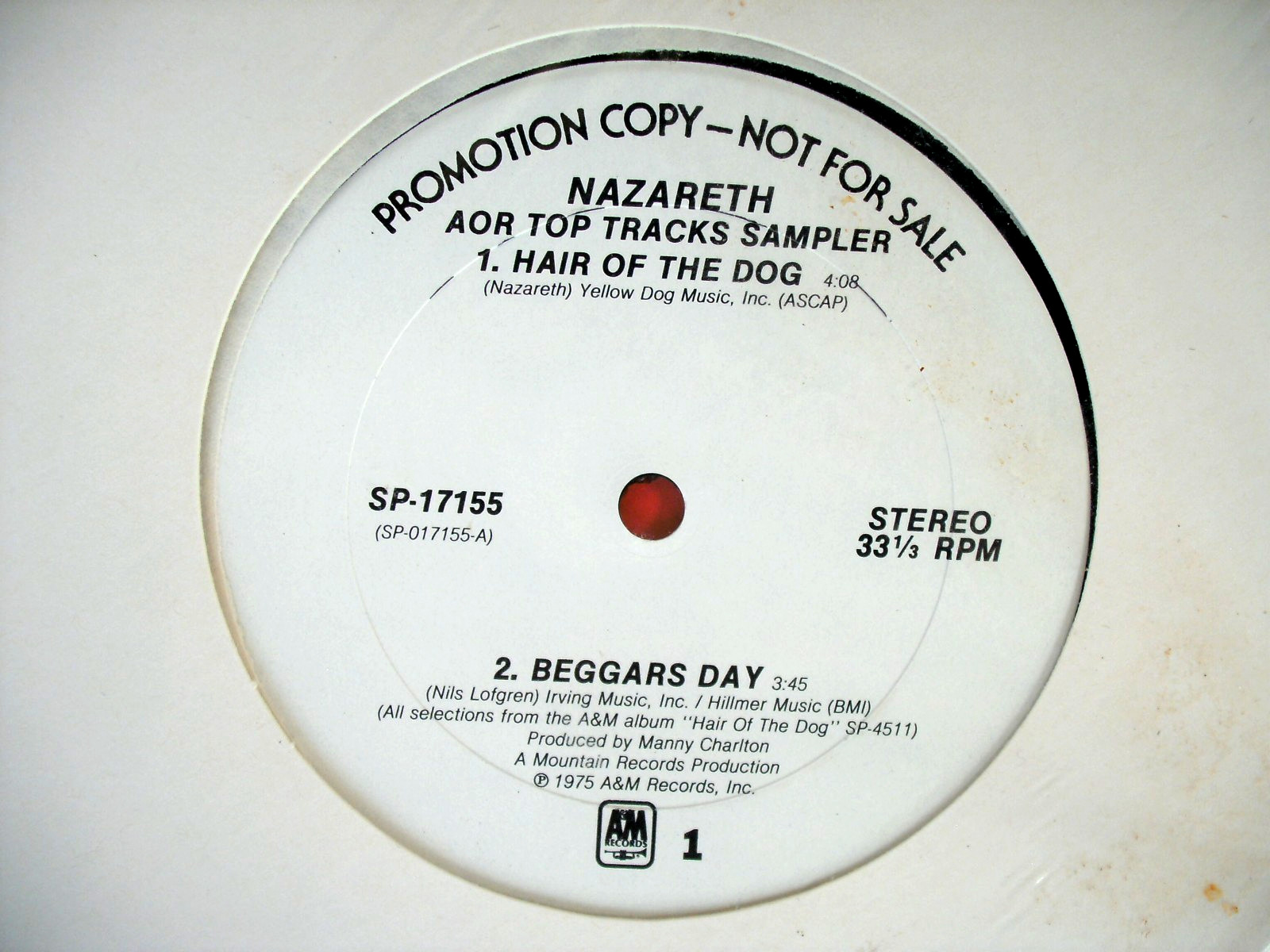 NAZARETH AOR Top Tracks Sampler WLP PROMO LP 1976 A&M Hard Rock/Metal 33⅓ RPM NAZARETH AOR Top Tracks Sampler WLP PROMO LP 1976 A&M Hard Rock/Metal 33⅓ RPM