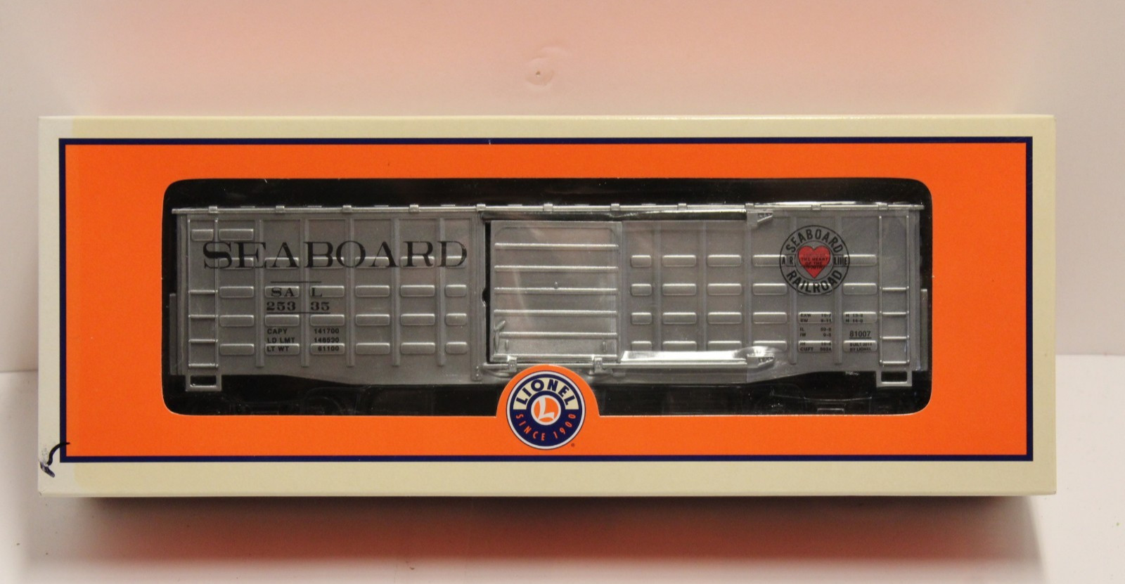 LIONEL 6-81007 SEABOARD AIR LINE SAL Waffle Side Boxcar 25335 O-Gauge Silver/Blk