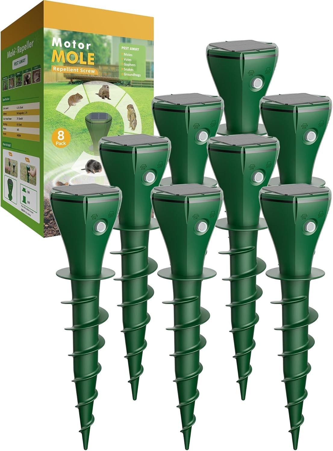 8 pk Mole Repellent Solar Powered for Lawns 8 pk Mole Repellent Solar Powered for Lawns