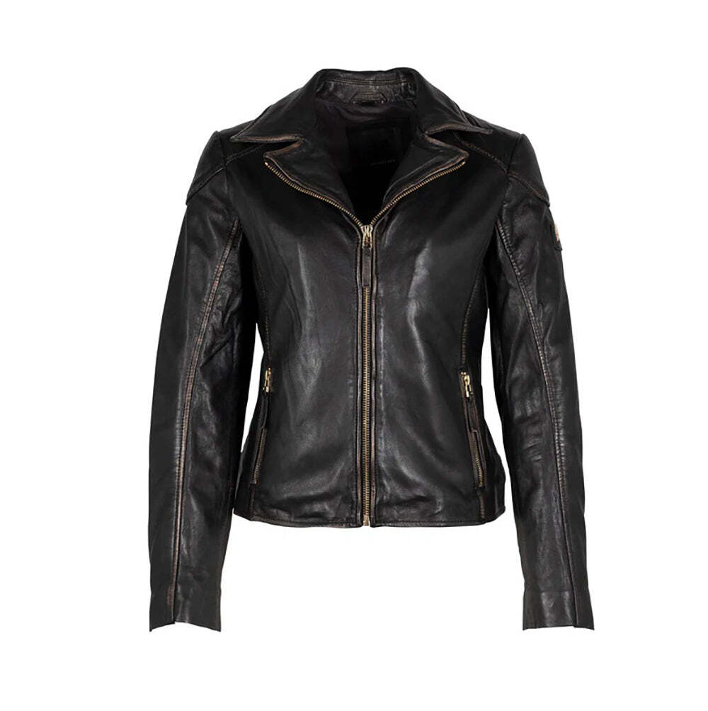 Mauritius Women\'s Vintage Black Genuine Leather Jacket Mauritius Women\'s Vintage Black Genuine Leather Jacket